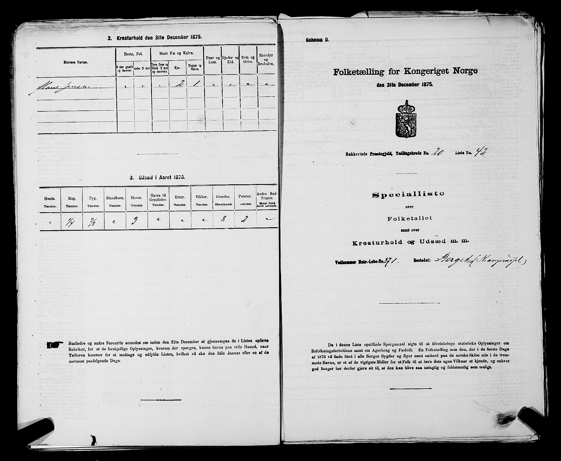 RA, 1875 census for 0128P Rakkestad, 1875, p. 2188