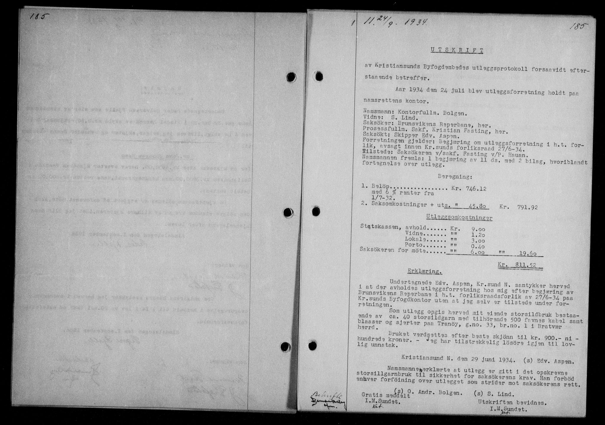 Nordmøre sorenskriveri, AV/SAT-A-4132/1/2/2Ca/L0082: Mortgage book no. 72, 1934-1934, Deed date: 24.09.1934