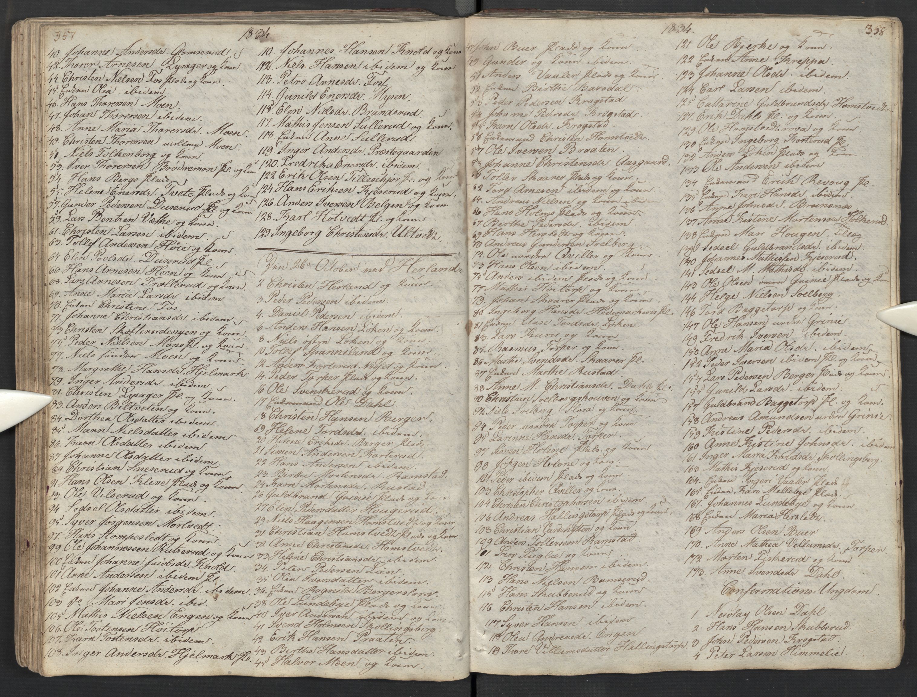 Eidsberg prestekontor Kirkebøker, AV/SAO-A-10905/M/Ma/L0002: Communicants register no. I 2, 1821-1841, p. 357-358