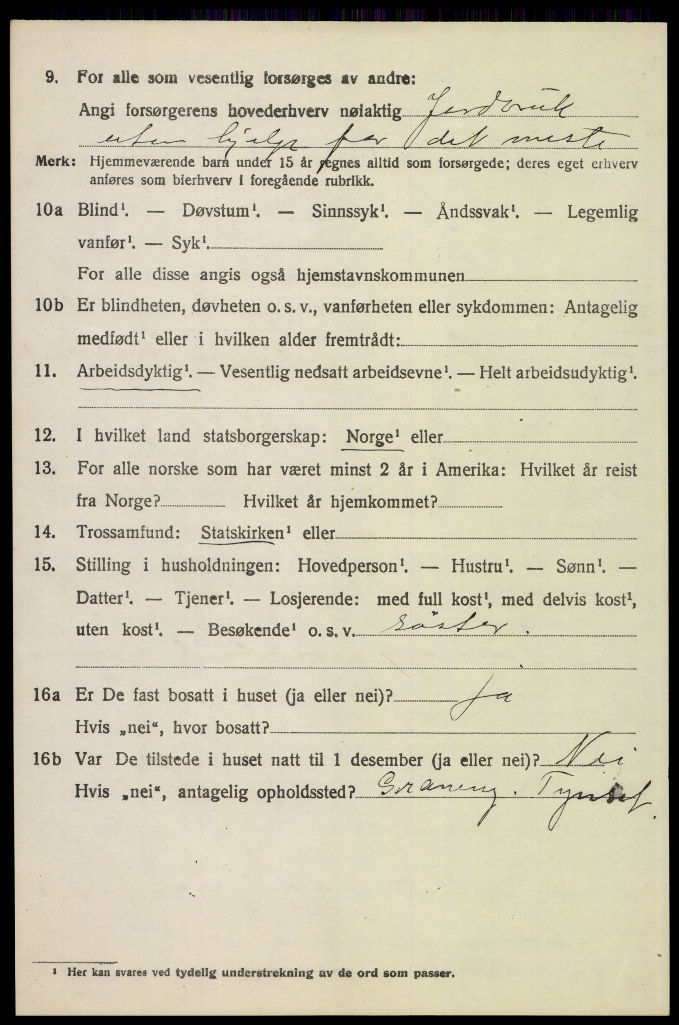 SAH, 1920 census for Tynset, 1920, p. 8975