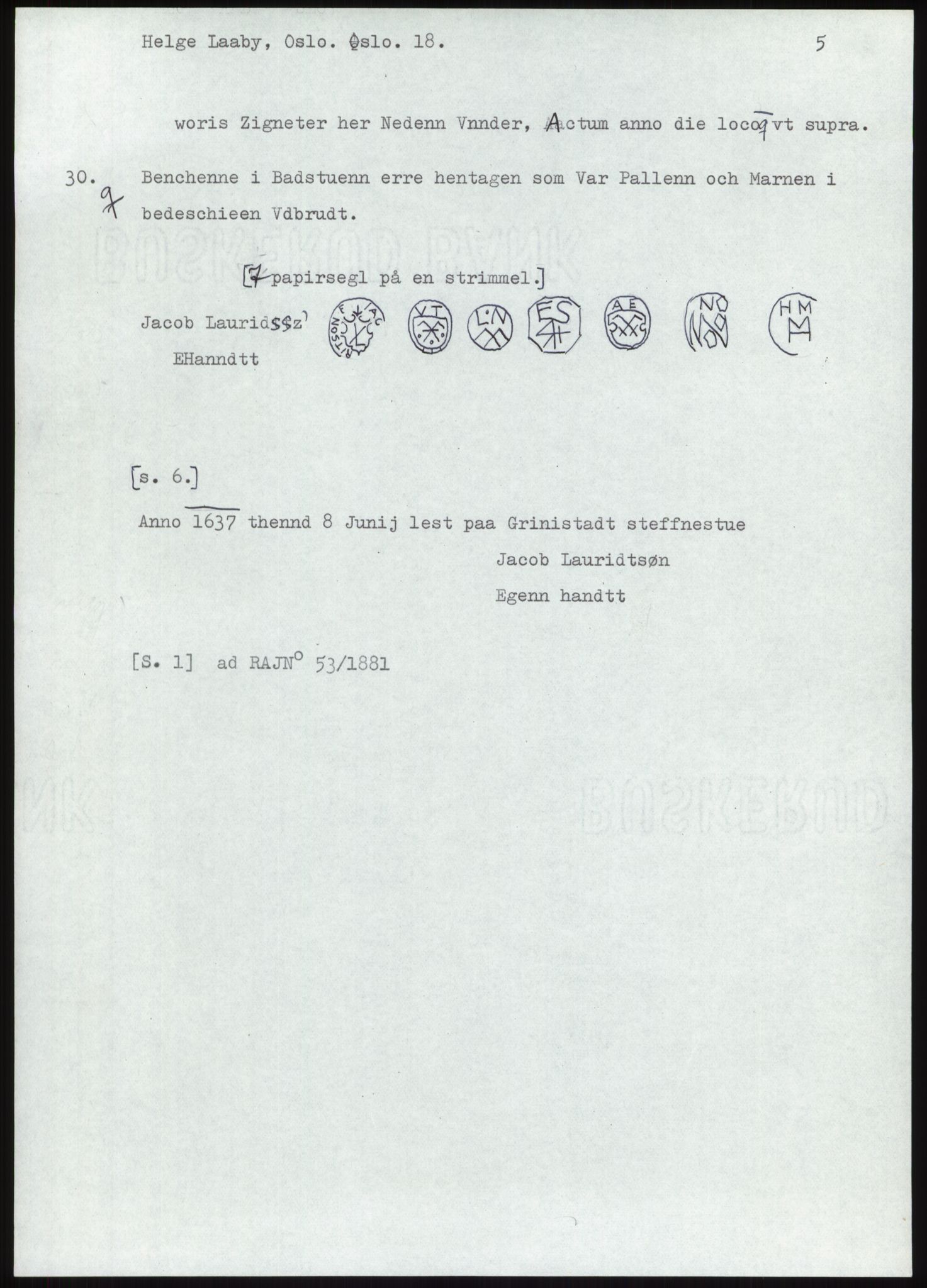 Samlinger til kildeutgivelse, Diplomavskriftsamlingen, RA/EA-4053/H/Ha, p. 539