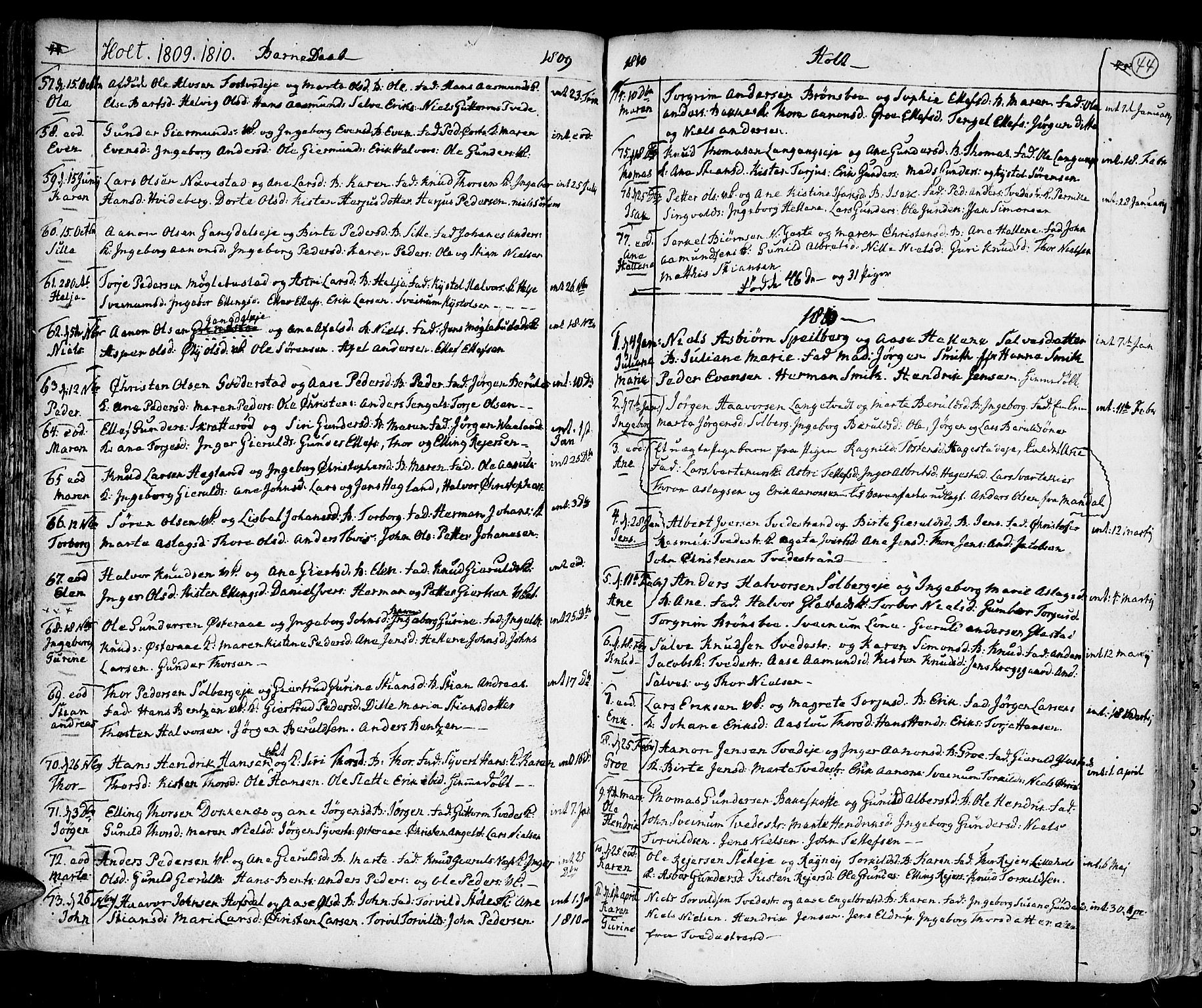 Holt sokneprestkontor, SAK/1111-0021/F/Fa/L0004: Parish register (official) no. A 4, 1799-1813, p. 44