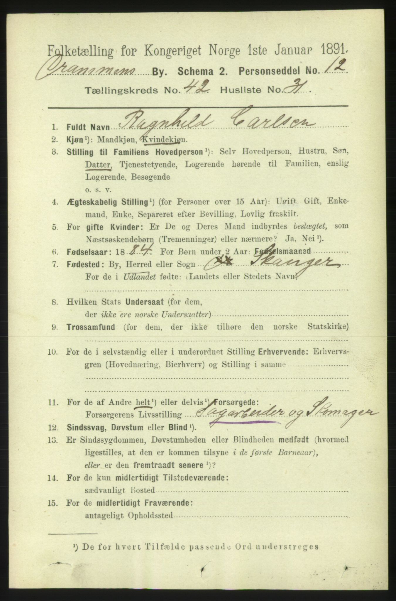 RA, 1891 census for 0602 Drammen, 1891, p. 24866