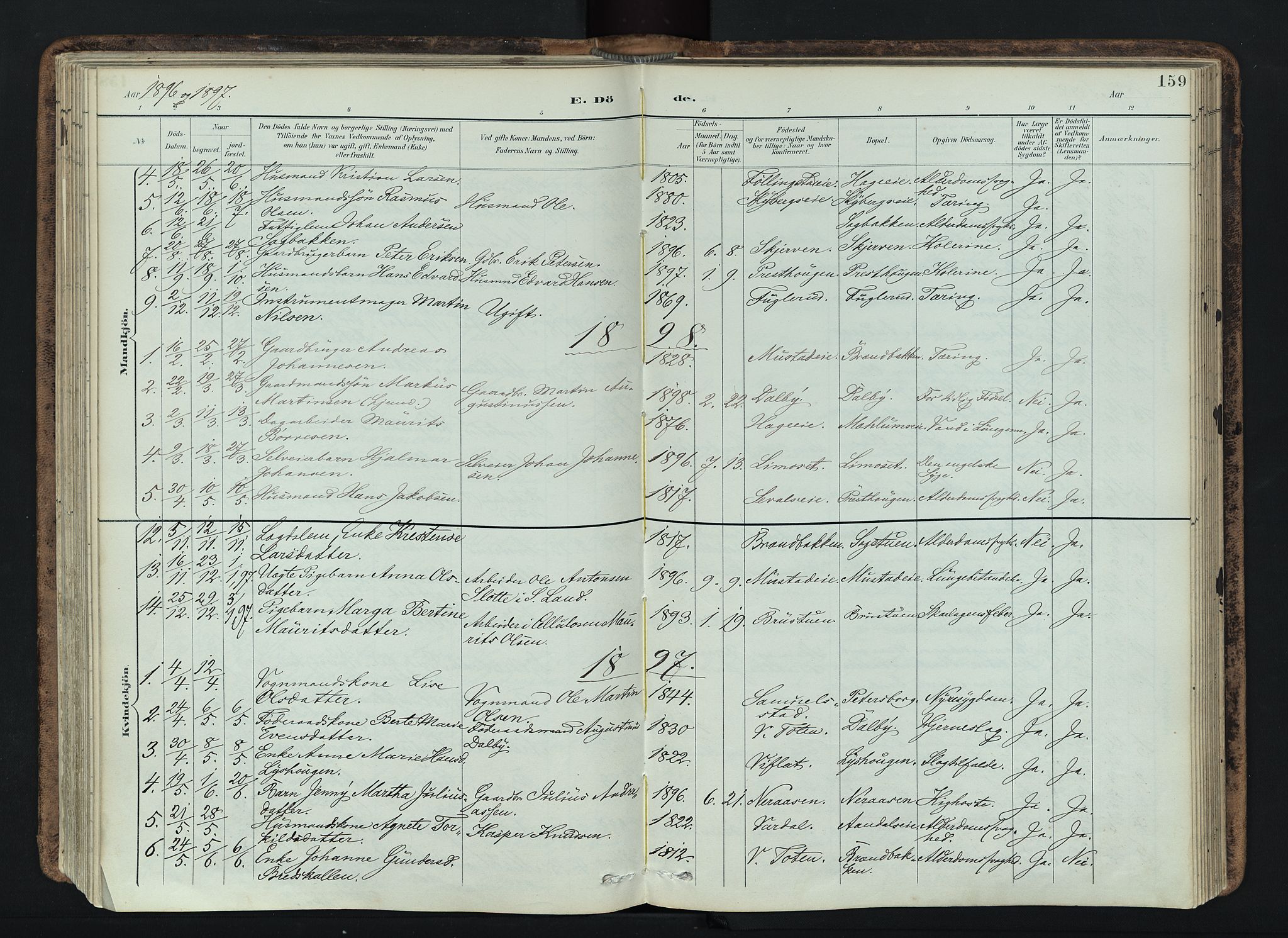Vardal prestekontor, SAH/PREST-100/H/Ha/Haa/L0019: Parish register (official) no. 19, 1893-1907, p. 159