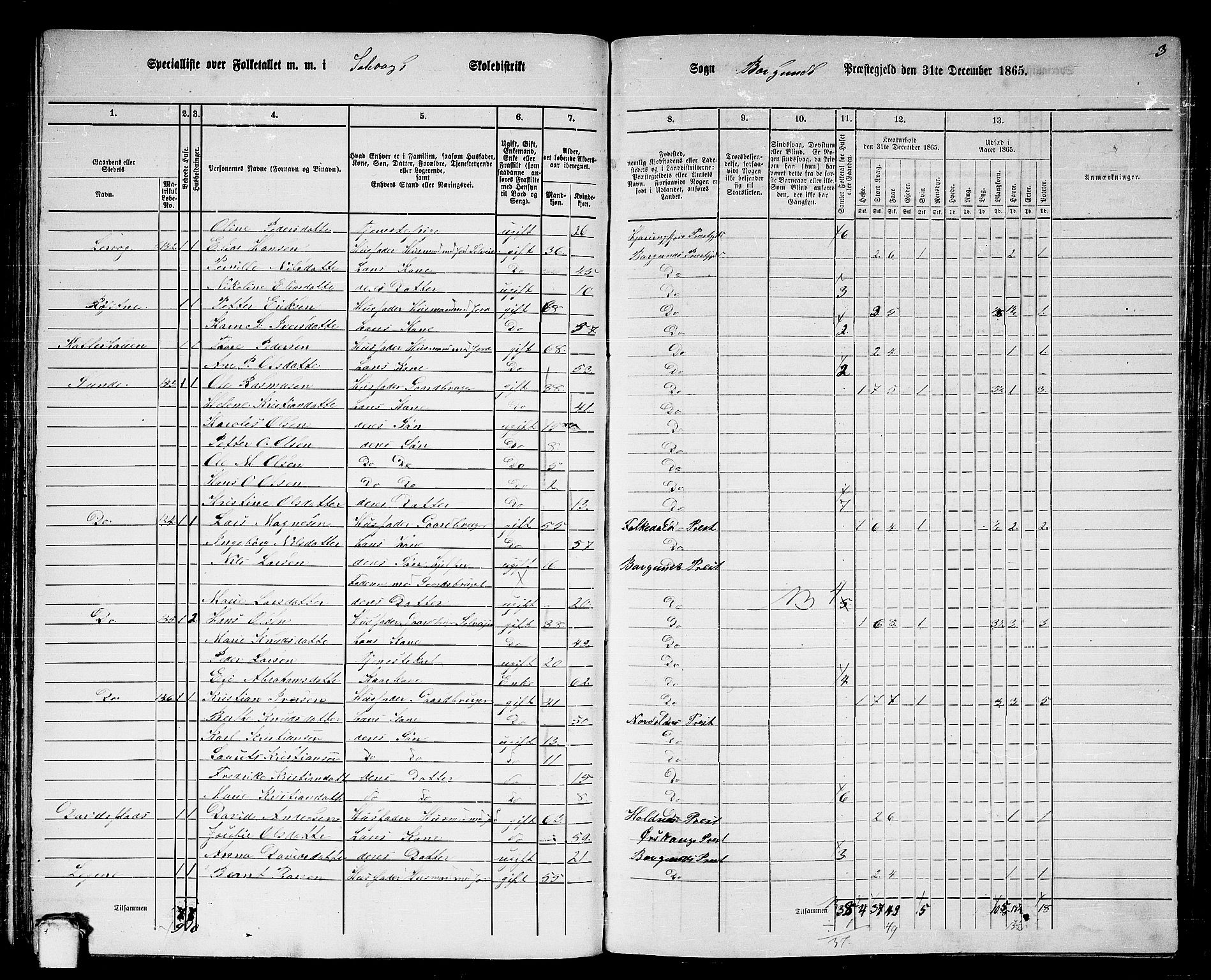 RA, 1865 census for Borgund, 1865, p. 85