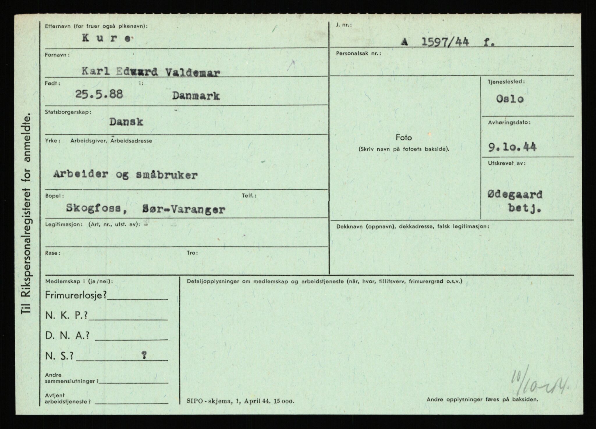 Statspolitiet - Hovedkontoret / Osloavdelingen, AV/RA-S-1329/C/Ca/L0009: Knutsen - Limstrand, 1943-1945, p. 2062