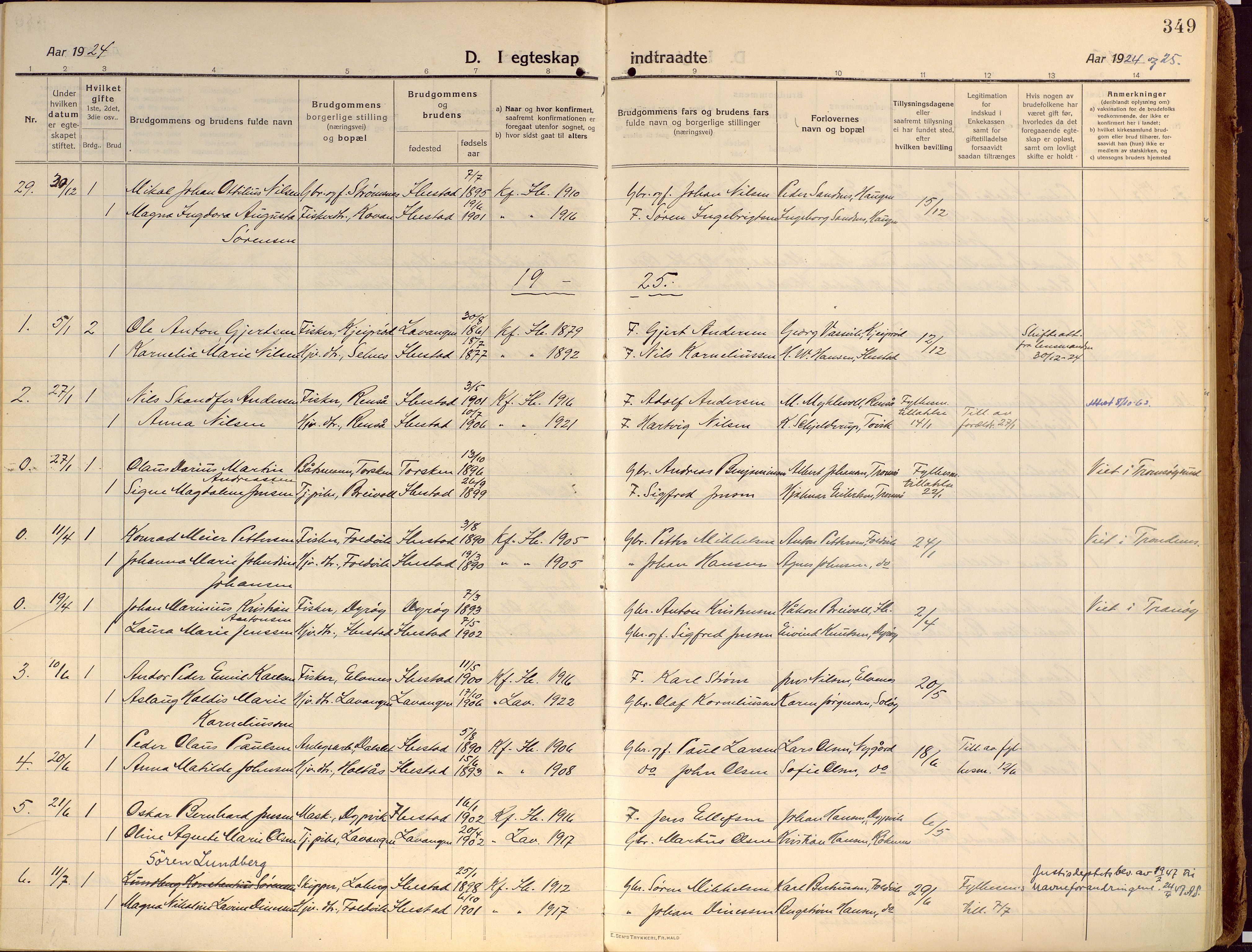 Ibestad sokneprestembete, SATØ/S-0077/H/Ha/Haa/L0018kirke: Parish register (official) no. 18, 1915-1929, p. 349
