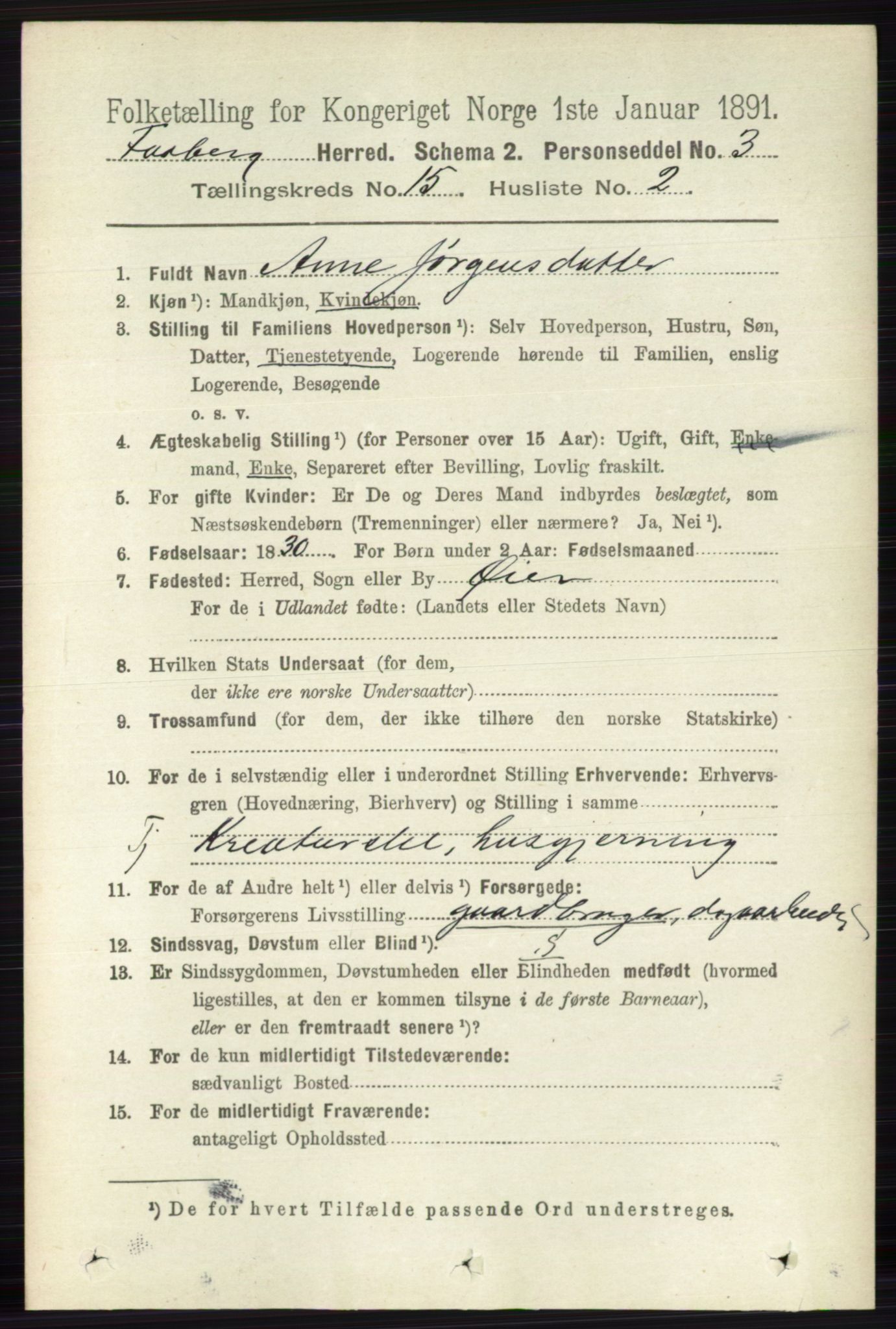 RA, 1891 census for 0524 Fåberg, 1891, p. 5922