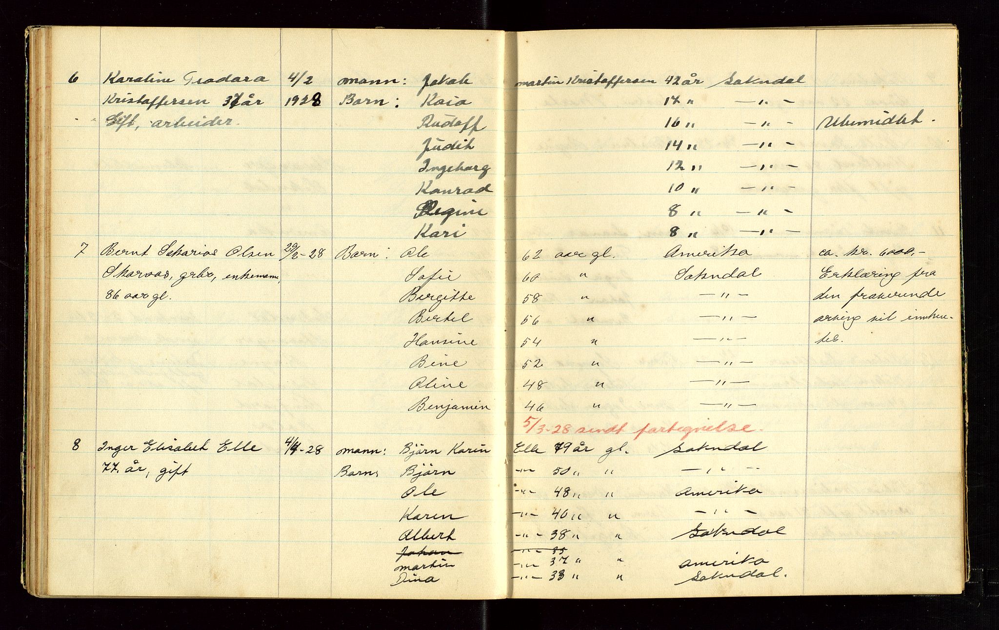 Sokndal lensmannskontor, SAST/A-100417/Gga/L0002: "Dødsliste", 1924-1933