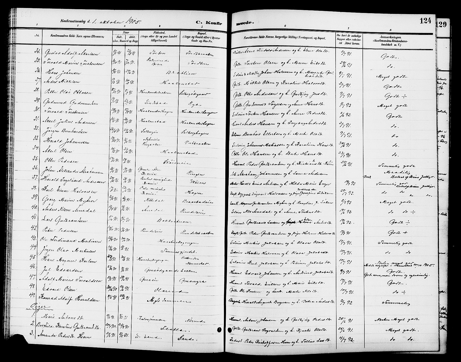 Jevnaker prestekontor, AV/SAH-PREST-116/H/Ha/Hab/L0003: Parish register (copy) no. 3, 1896-1909, p. 124