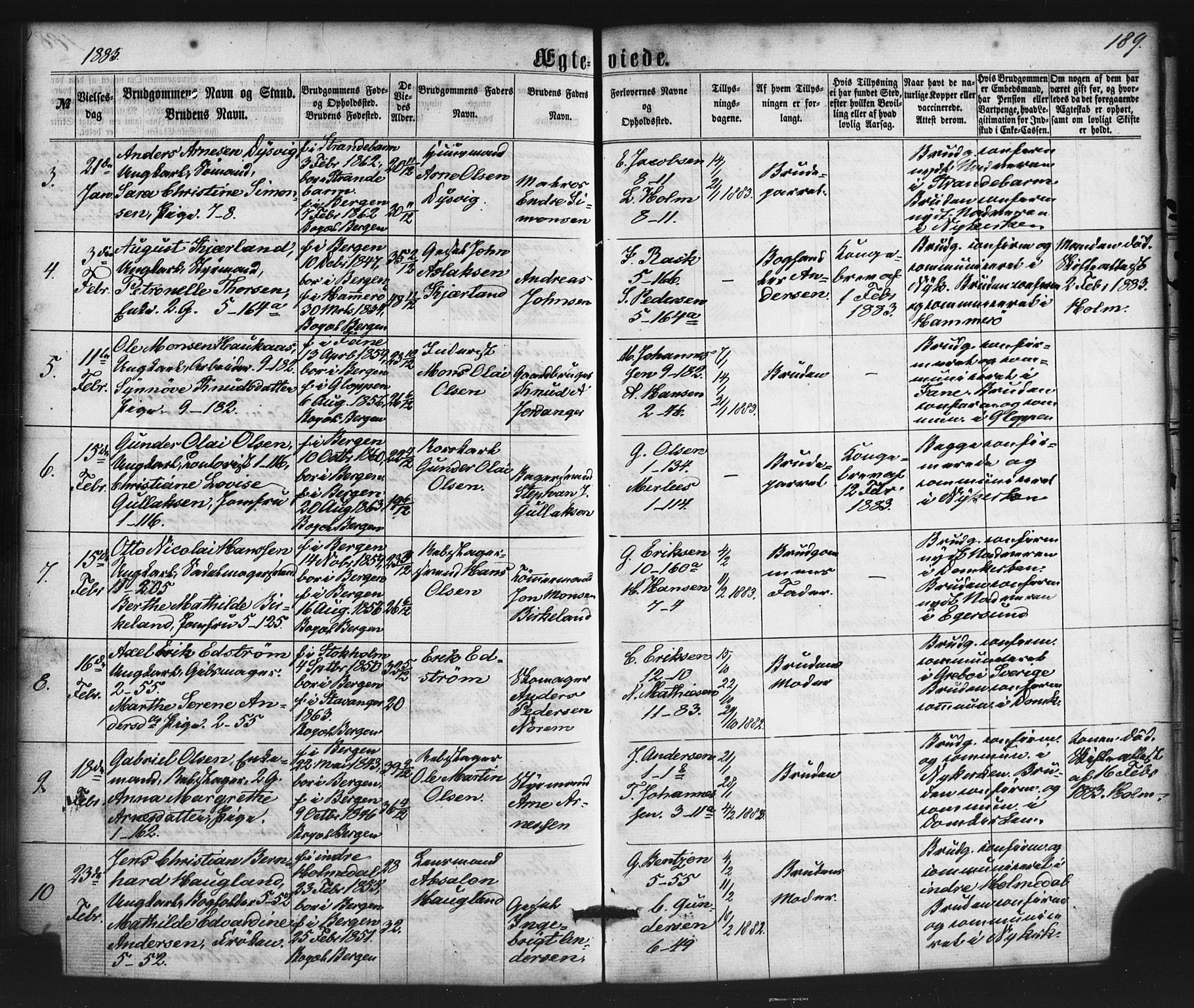 Nykirken Sokneprestembete, AV/SAB-A-77101/H/Haa/L0032: Parish register (official) no. D 2, 1861-1883, p. 189