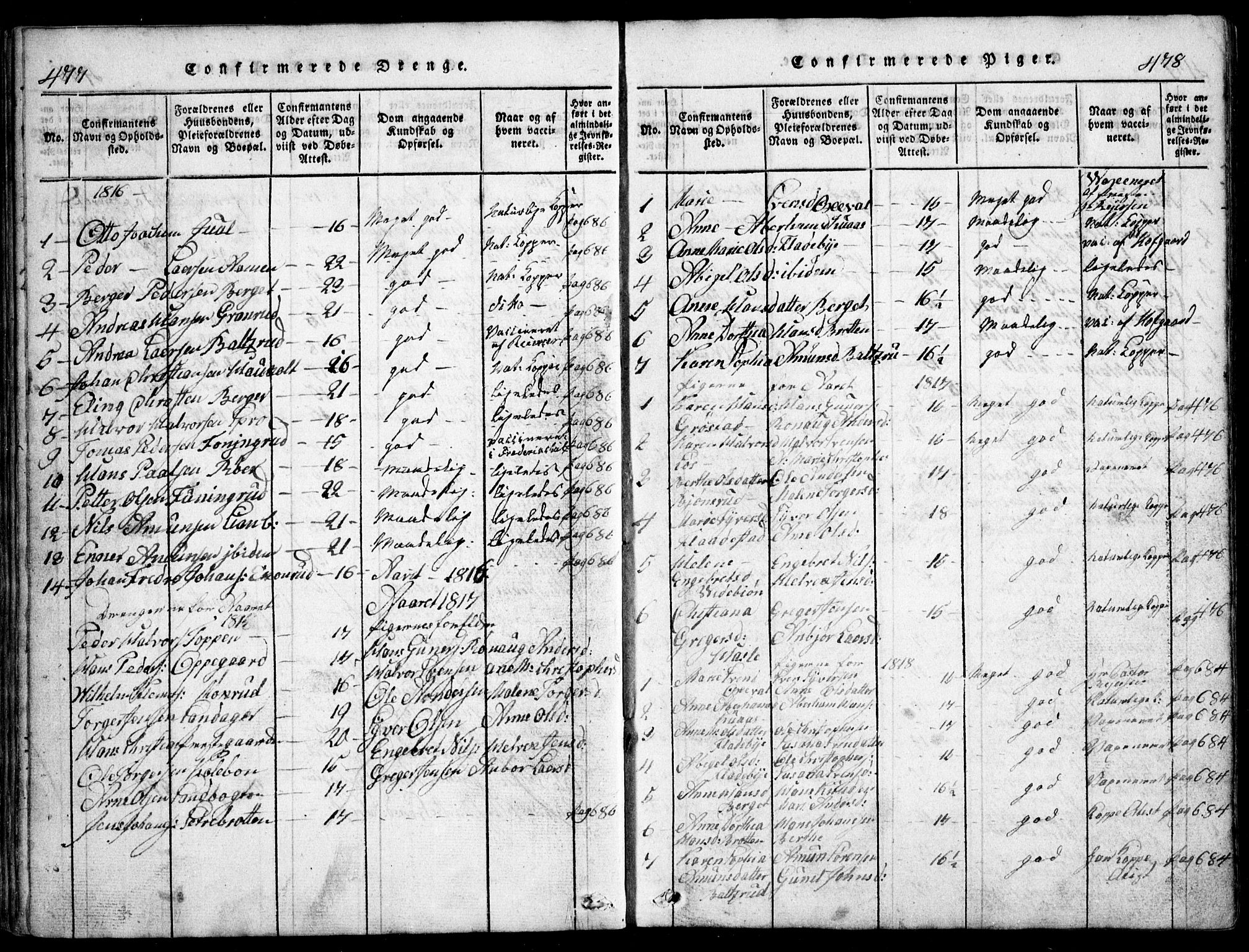 Nesodden prestekontor Kirkebøker, AV/SAO-A-10013/G/Ga/L0001: Parish register (copy) no. I 1, 1814-1847, p. 477-478