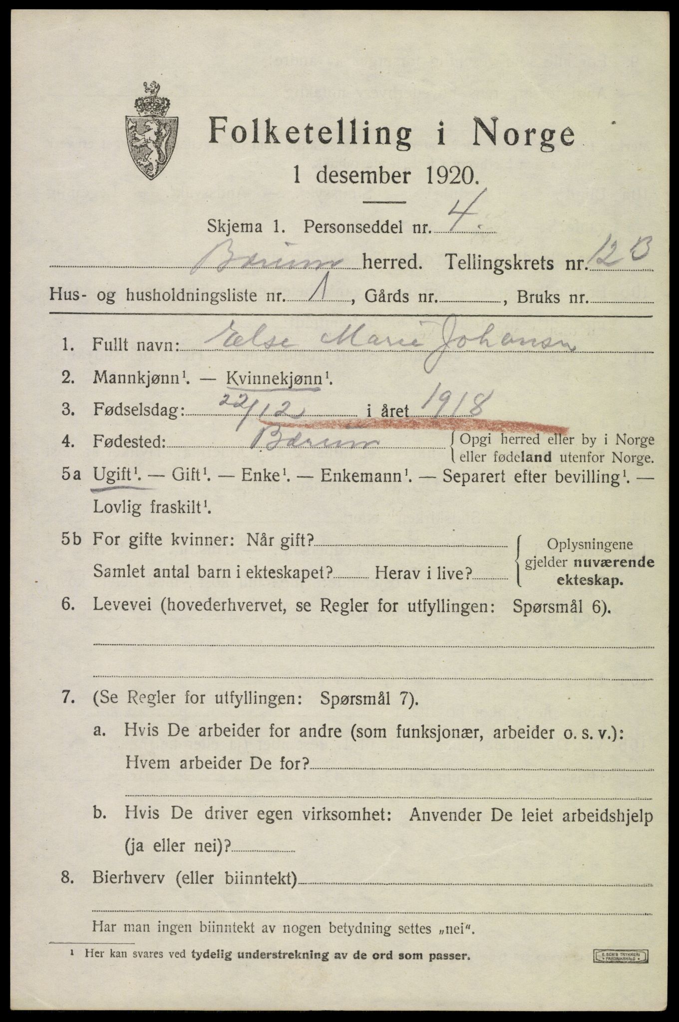 SAO, 1920 census for Bærum, 1920, p. 27350