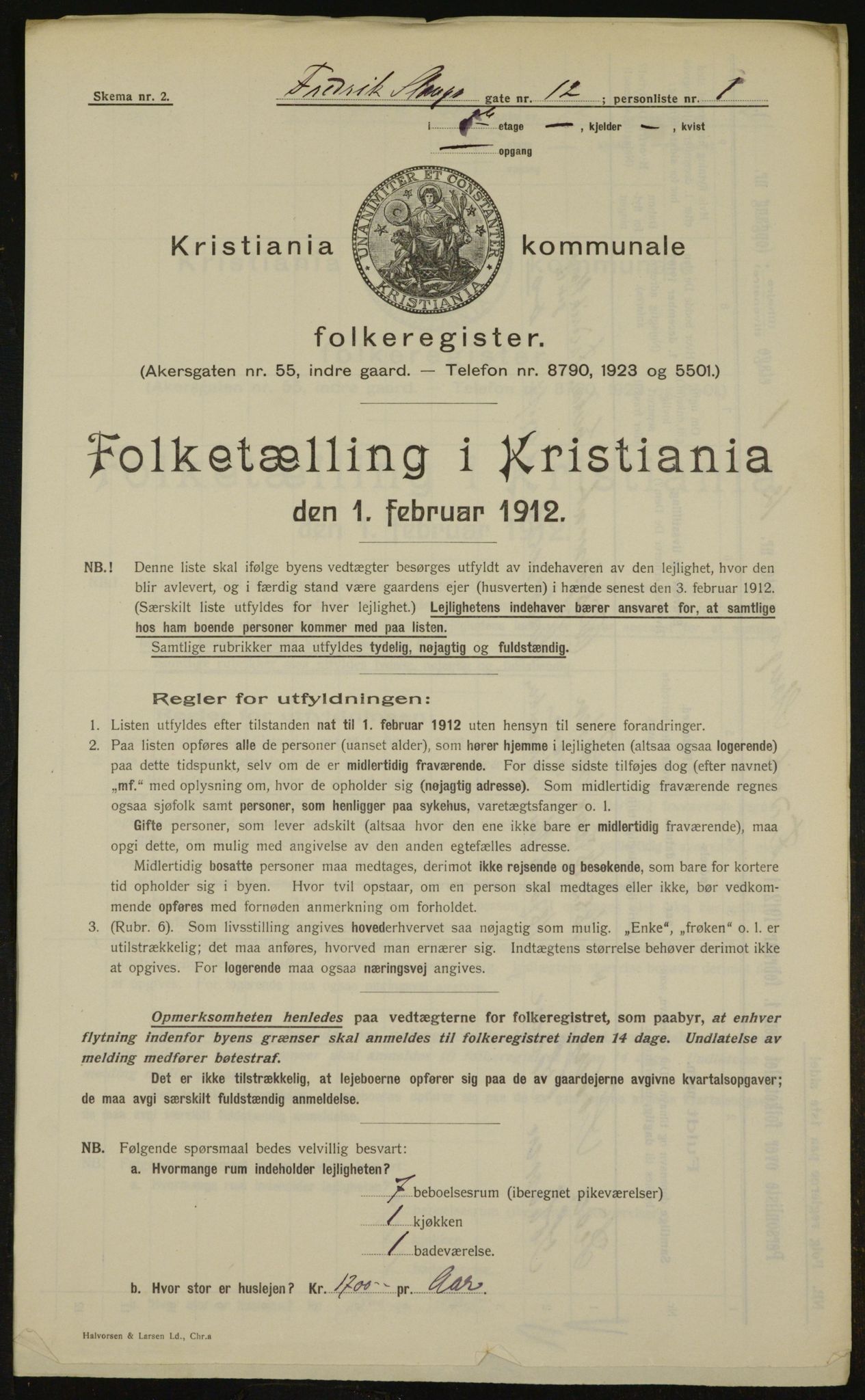 OBA, Municipal Census 1912 for Kristiania, 1912, p. 26641