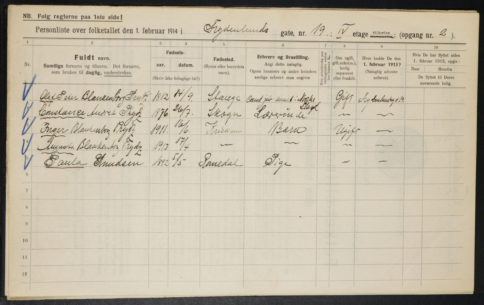 OBA, Municipal Census 1914 for Kristiania, 1914, p. 28550