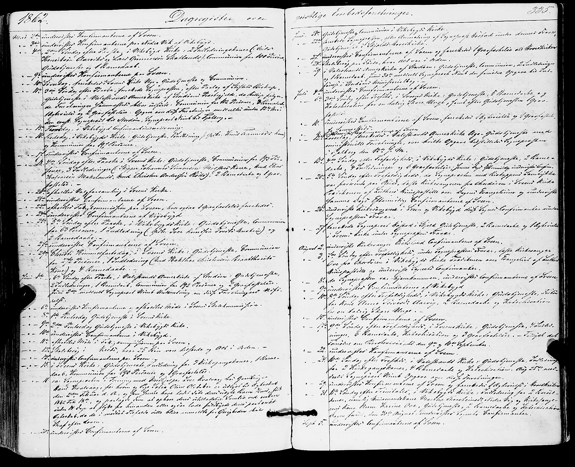 Sveio Sokneprestembete, SAB/A-78501/H/Haa: Parish register (official) no. A 1, 1861-1877, p. 335