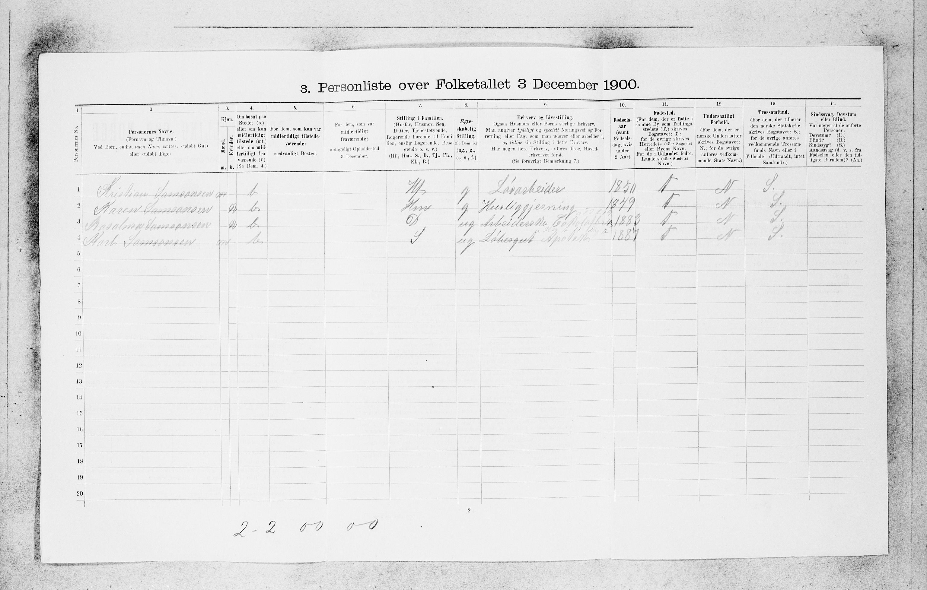 SAB, 1900 census for Bergen, 1900, p. 24752
