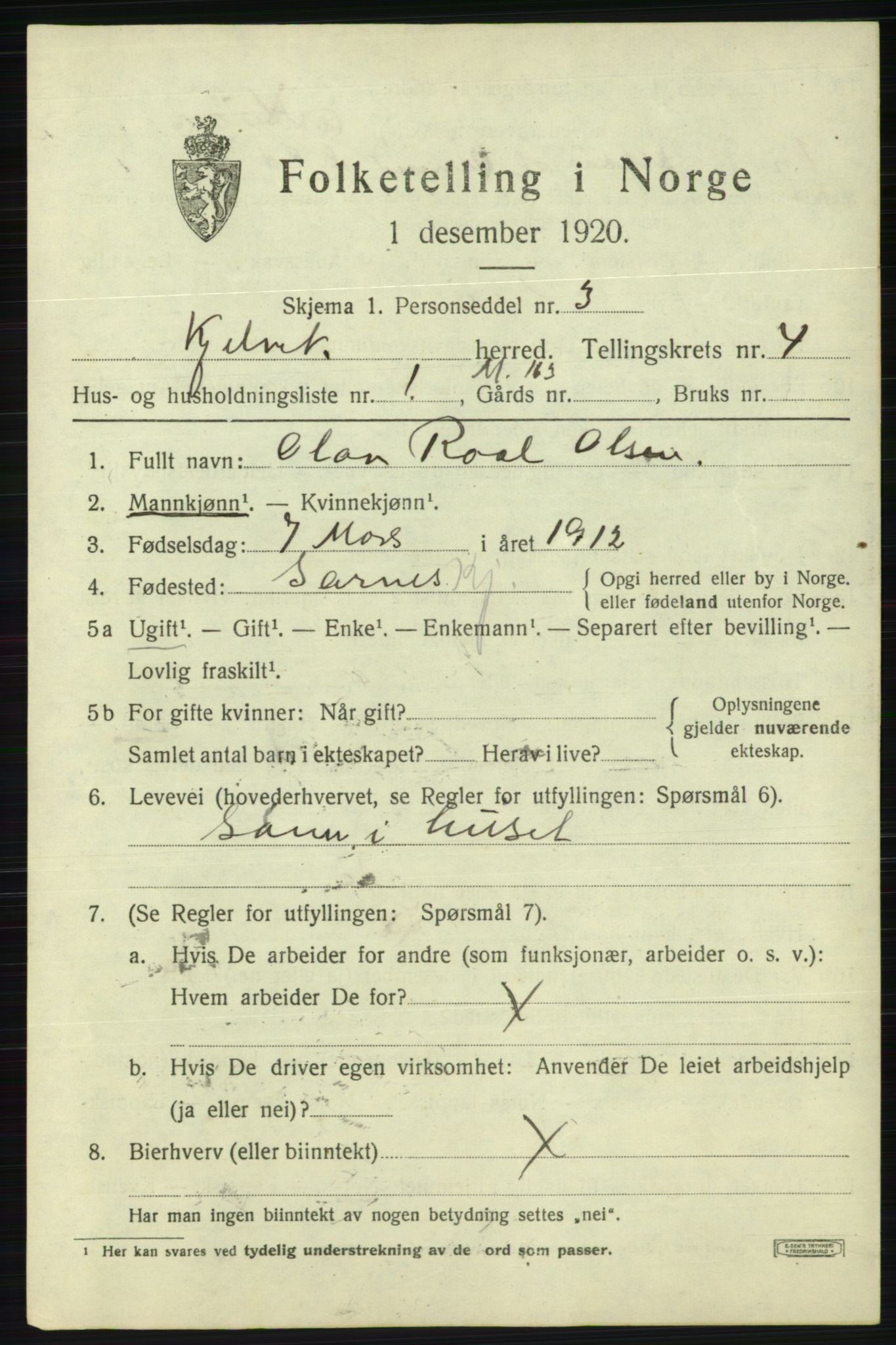 SATØ, 1920 census for Kjelvik, 1920, p. 1903