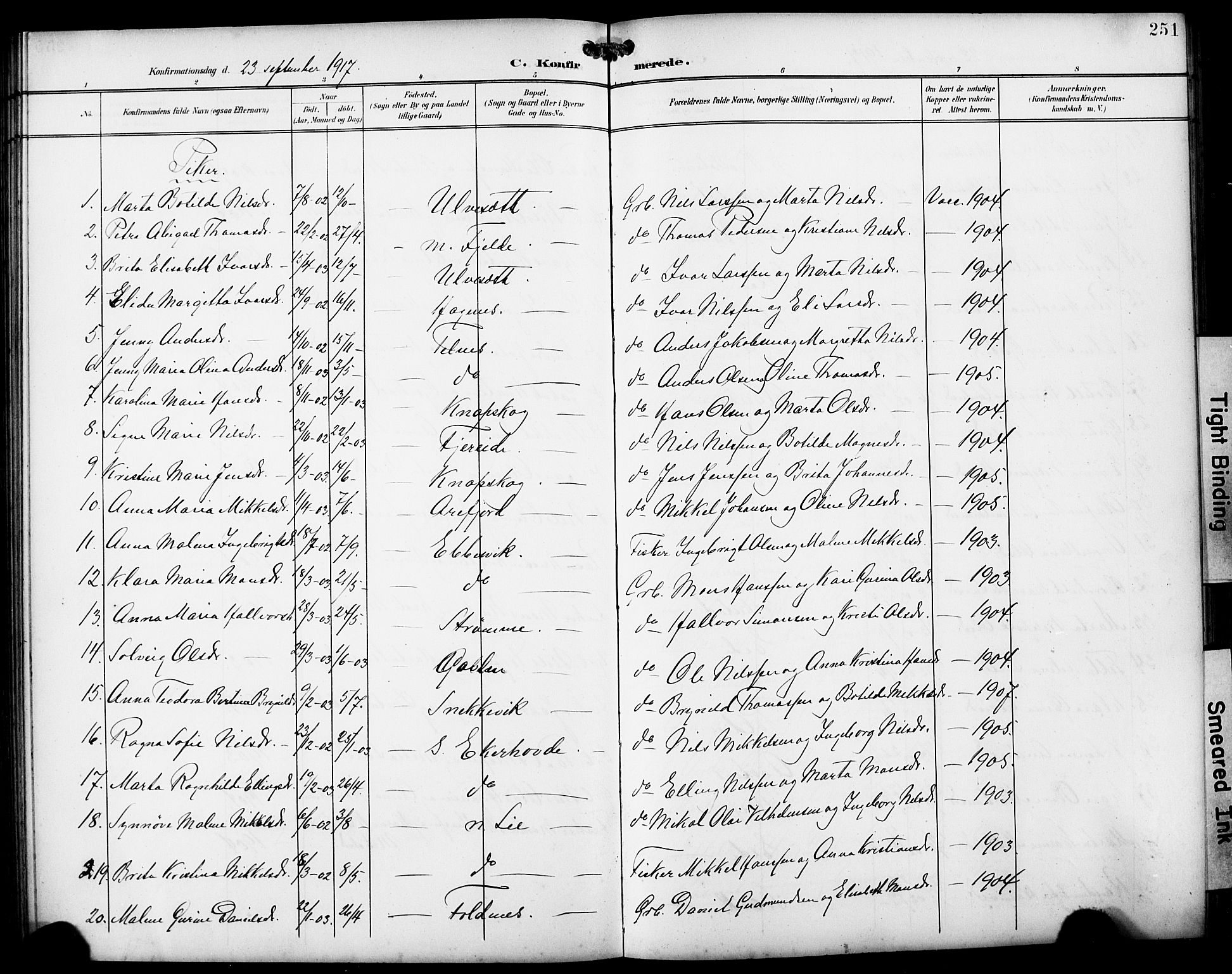 Fjell sokneprestembete, SAB/A-75301/H/Hab: Parish register (copy) no. A 5, 1899-1918, p. 251