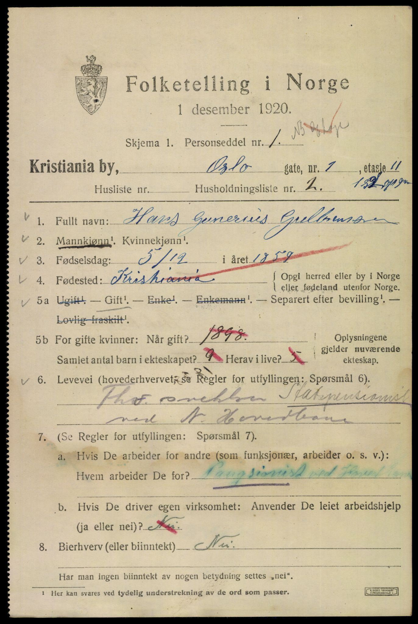 SAO, 1920 census for Kristiania, 1920, p. 439251