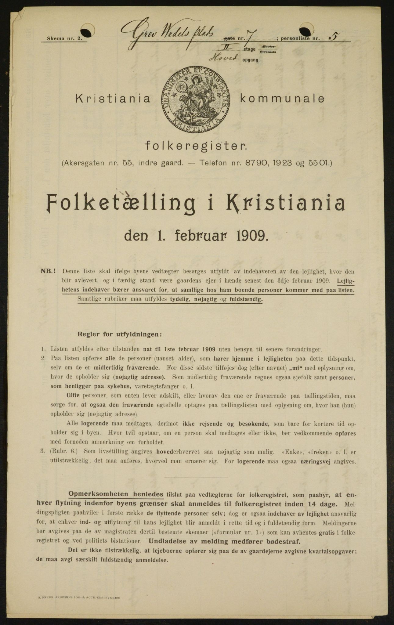 OBA, Municipal Census 1909 for Kristiania, 1909, p. 27199