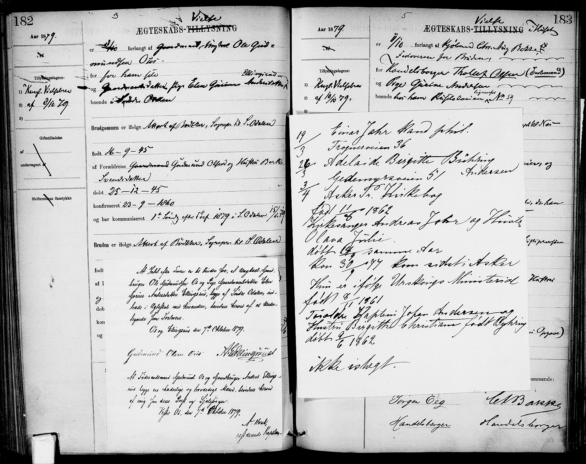 Garnisonsmenigheten Kirkebøker, AV/SAO-A-10846/H/Ha/L0007: Banns register no. I 7, 1872-1893, p. 182-183