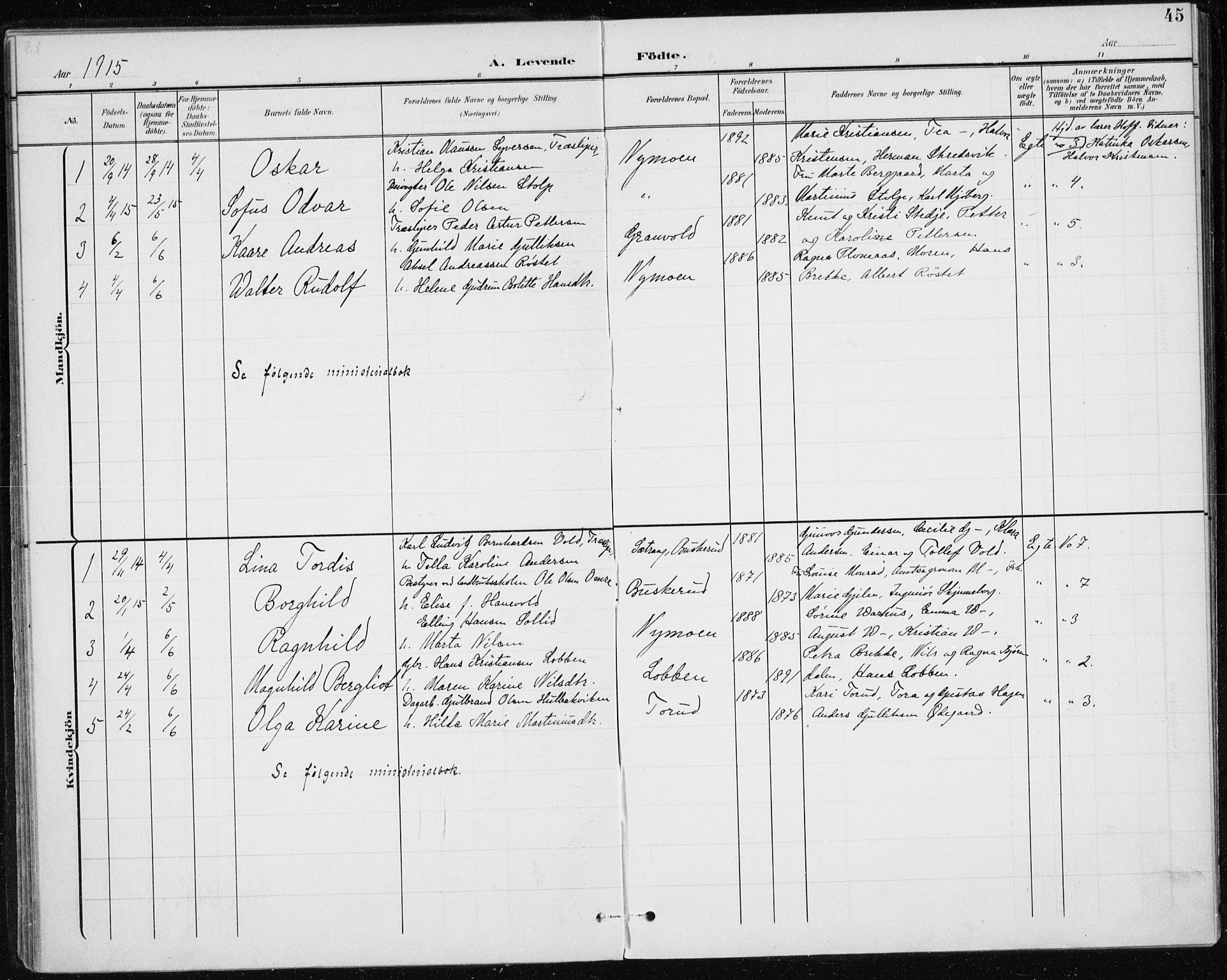 Modum kirkebøker, AV/SAKO-A-234/F/Fa/L0017: Parish register (official) no. 17, 1900-1915, p. 45