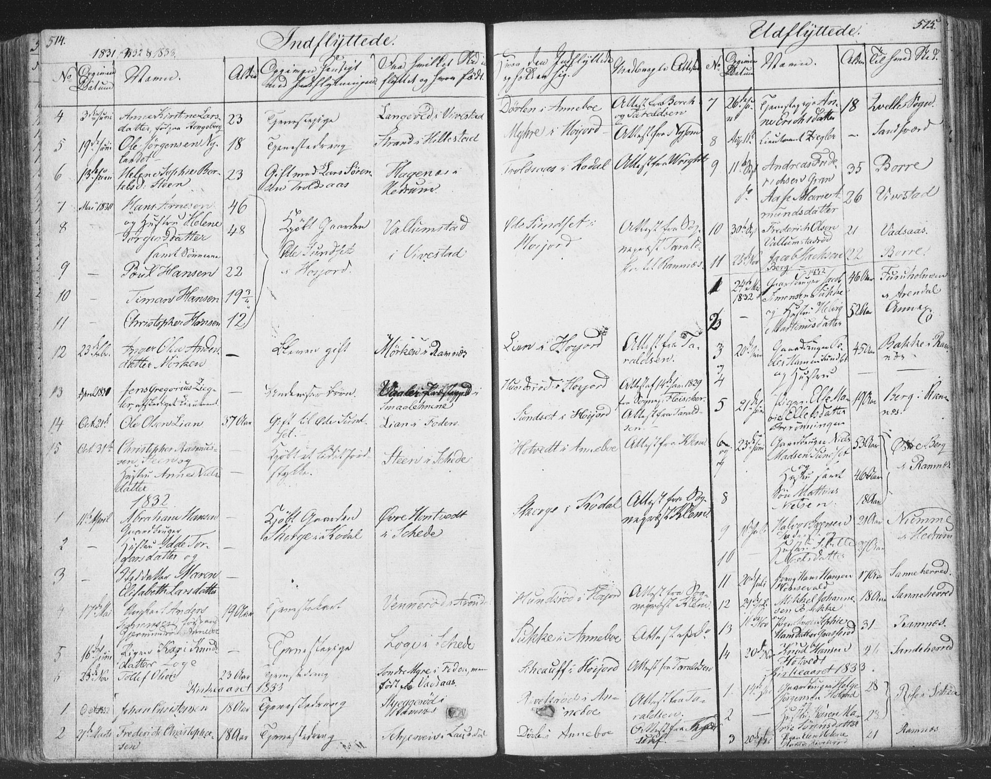 Andebu kirkebøker, AV/SAKO-A-336/F/Fa/L0004: Parish register (official) no. 4, 1829-1856, p. 514-515