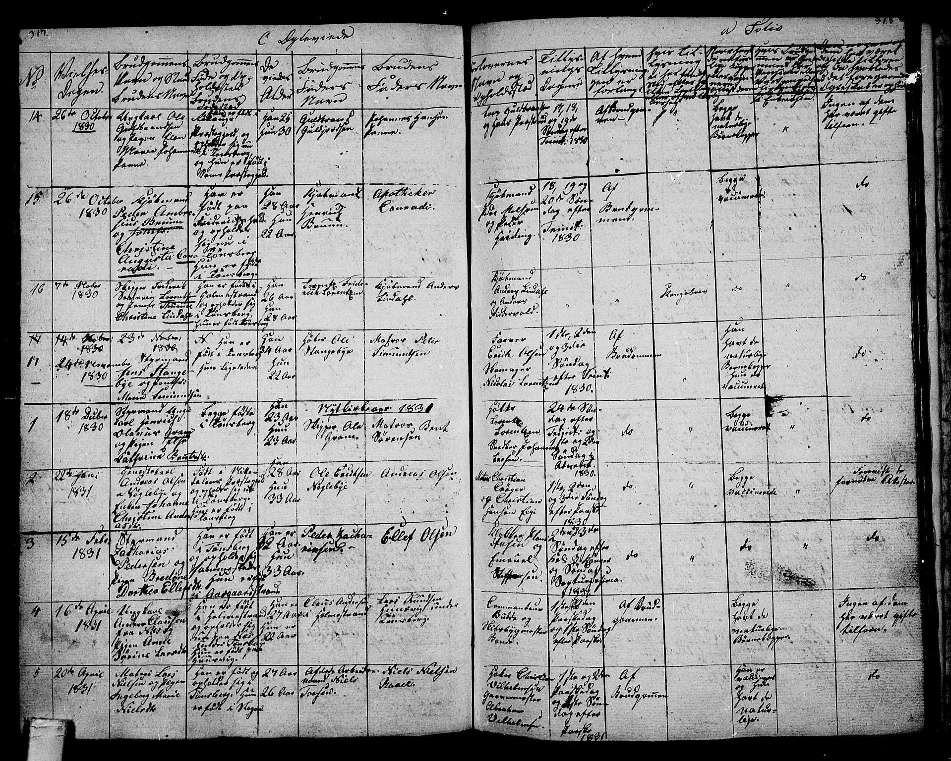 Tønsberg kirkebøker, AV/SAKO-A-330/G/Ga/L0002: Parish register (copy) no. 2, 1827-1854, p. 317-318