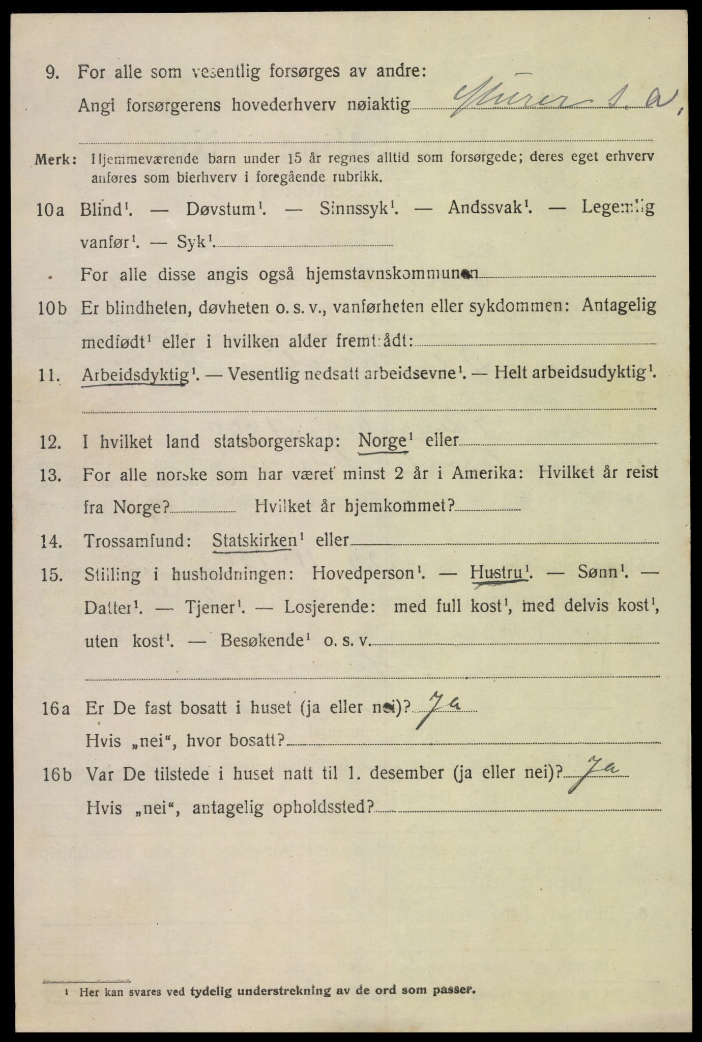 SAK, 1920 census for Tveit, 1920, p. 1473