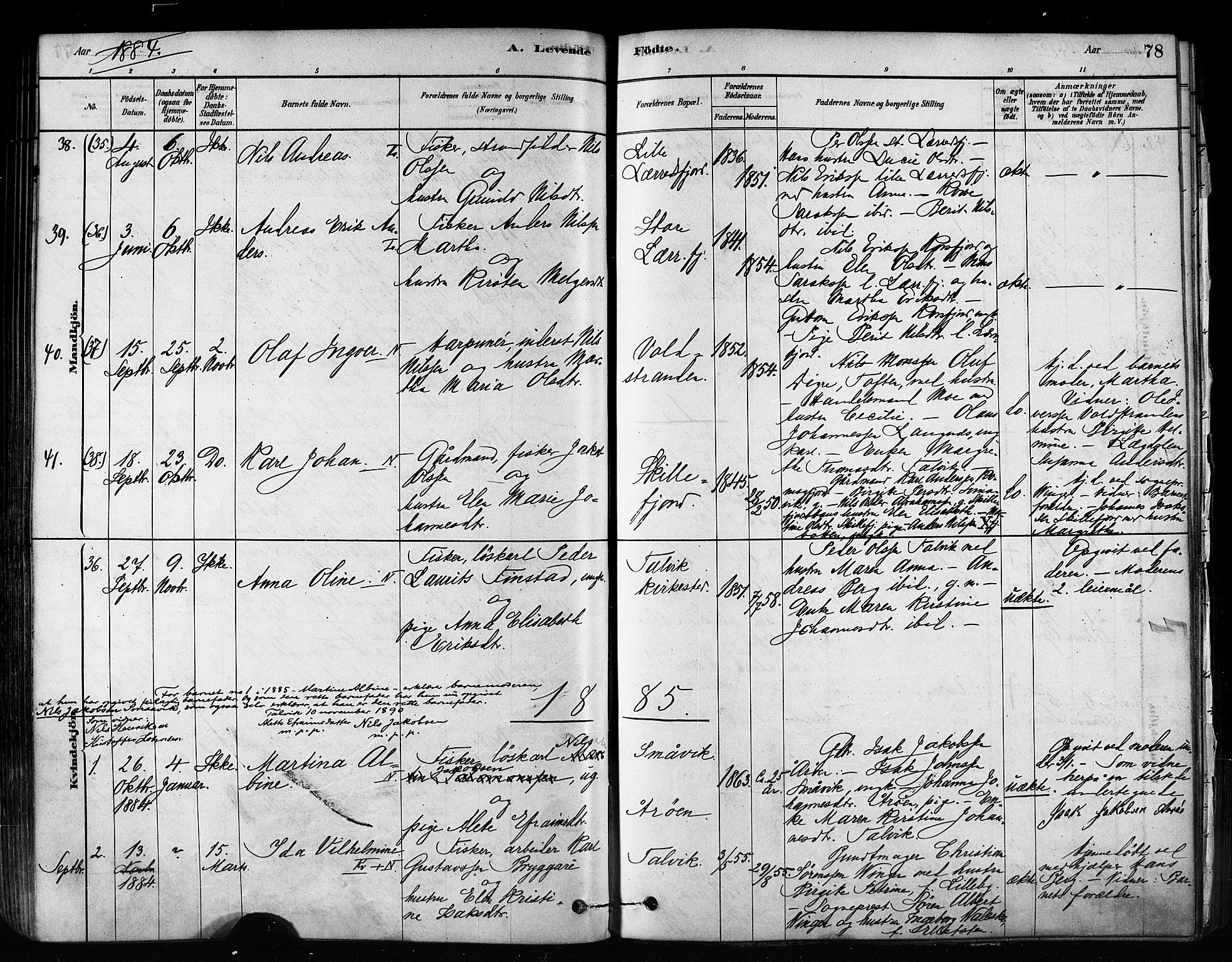 Talvik sokneprestkontor, SATØ/S-1337/H/Ha/L0012kirke: Parish register (official) no. 12, 1878-1886, p. 78