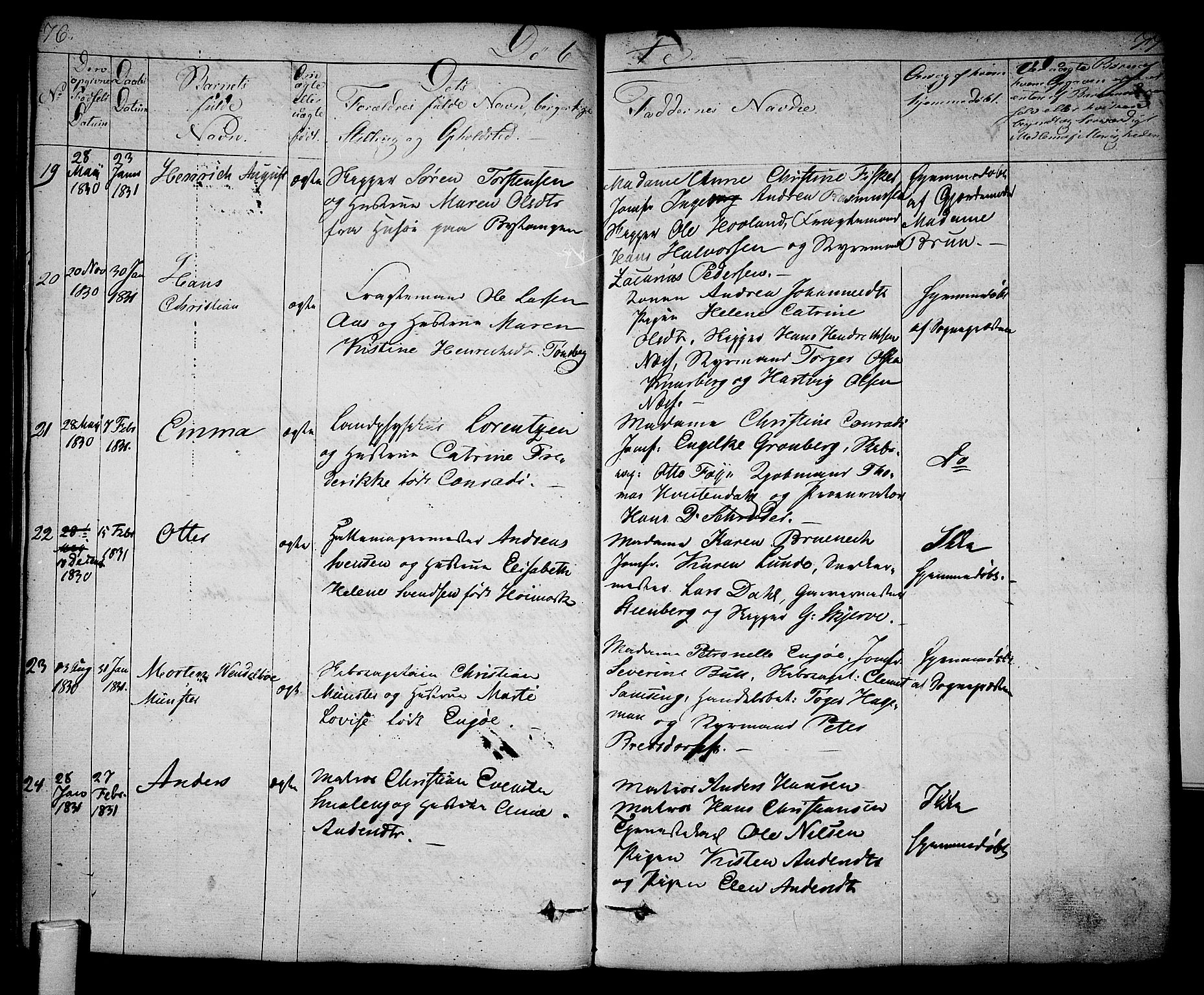 Tønsberg kirkebøker, AV/SAKO-A-330/F/Fa/L0005: Parish register (official) no. I 5, 1827-1836, p. 76-77