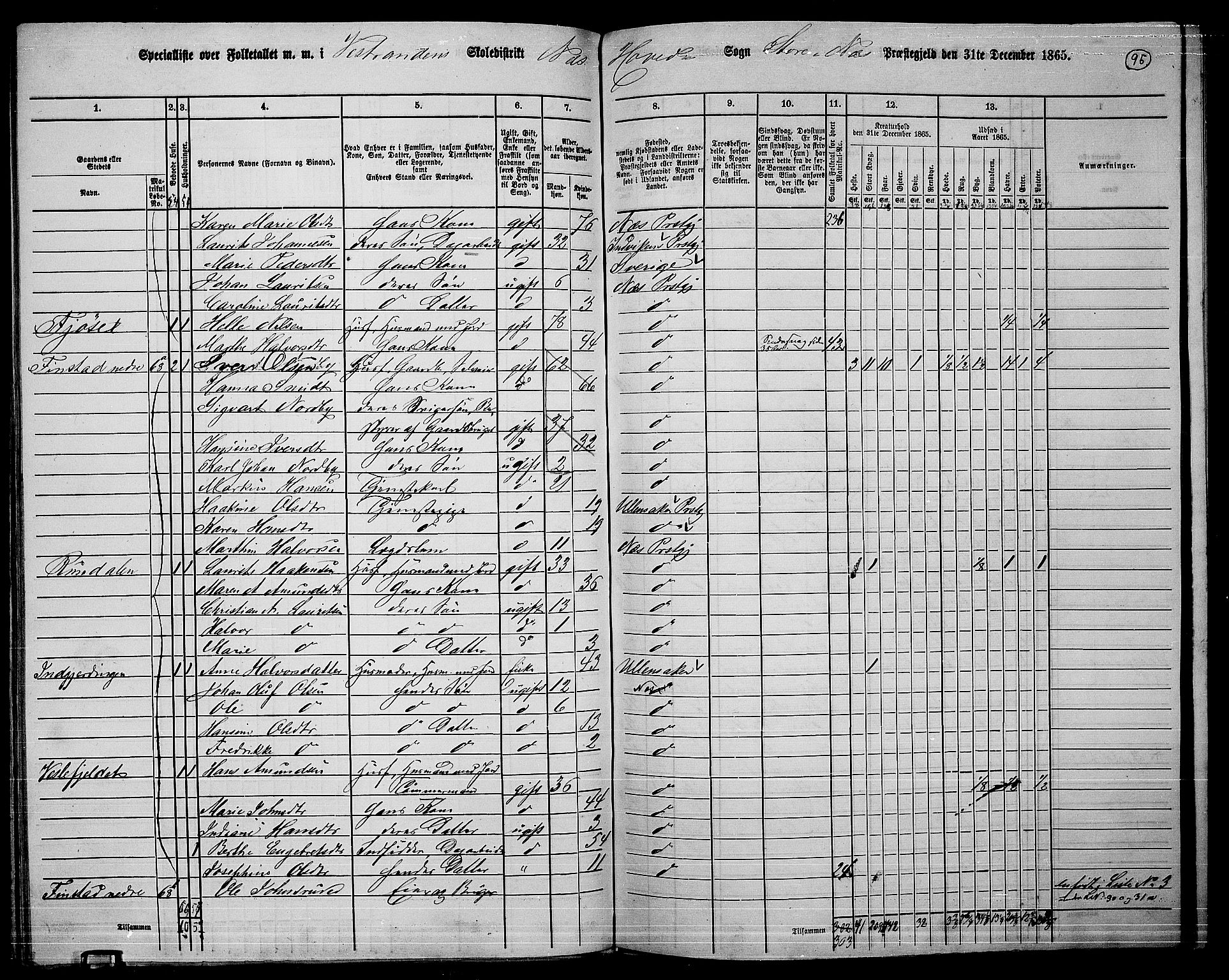 RA, 1865 census for Nes, 1865, p. 87