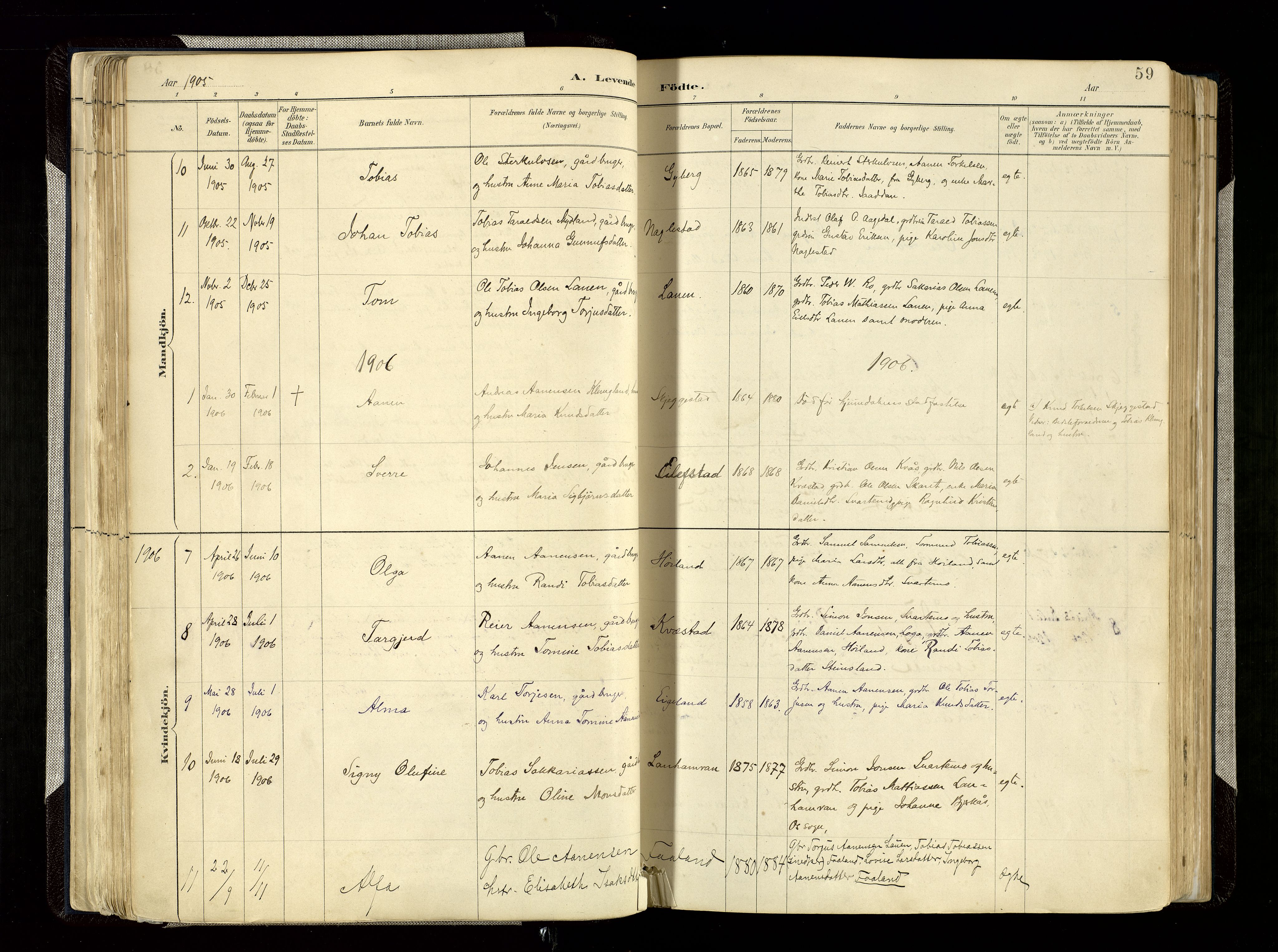 Hægebostad sokneprestkontor, SAK/1111-0024/F/Fa/Faa/L0006: Parish register (official) no. A 6, 1887-1929, p. 59