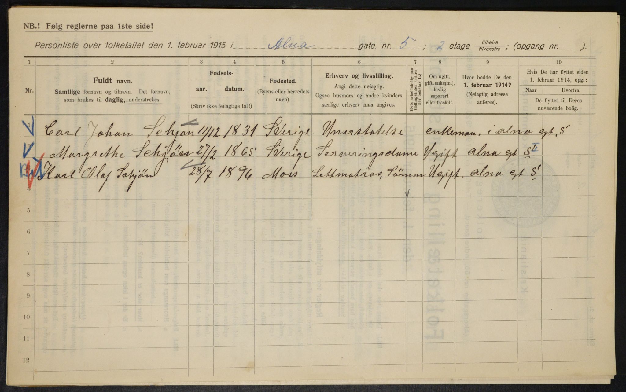 OBA, Municipal Census 1915 for Kristiania, 1915, p. 1132