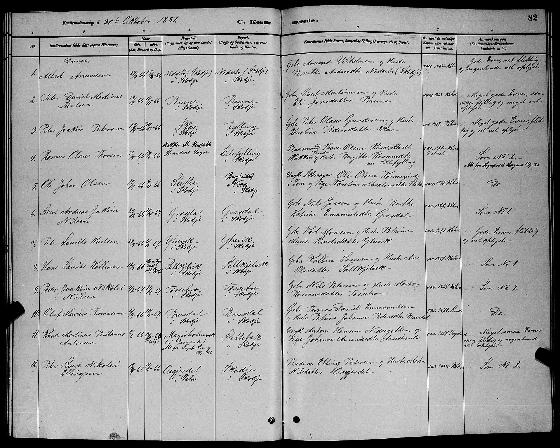 Ministerialprotokoller, klokkerbøker og fødselsregistre - Møre og Romsdal, AV/SAT-A-1454/524/L0365: Parish register (copy) no. 524C06, 1880-1899, p. 82