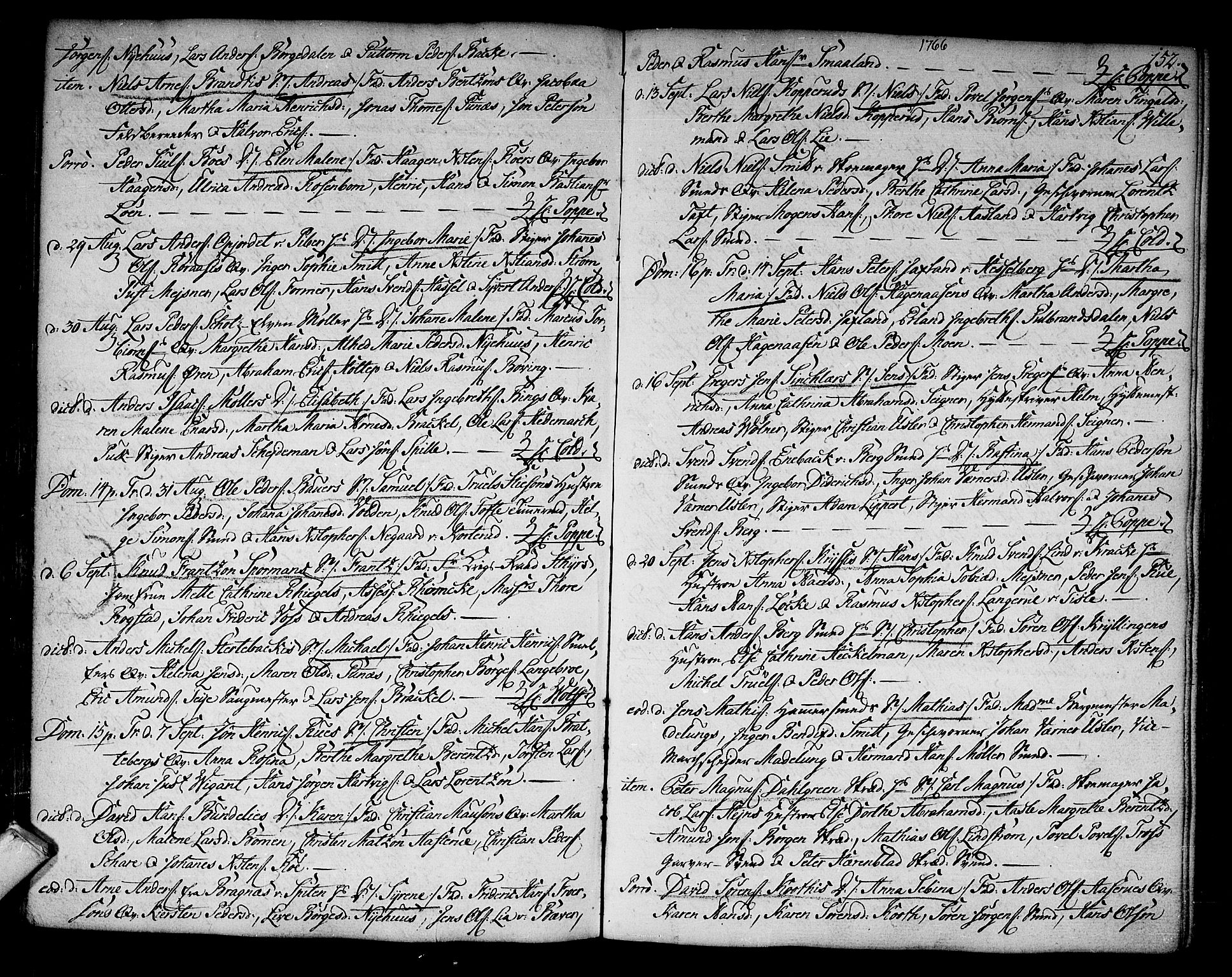 Kongsberg kirkebøker, AV/SAKO-A-22/F/Fa/L0004: Parish register (official) no. I 4, 1756-1768, p. 152