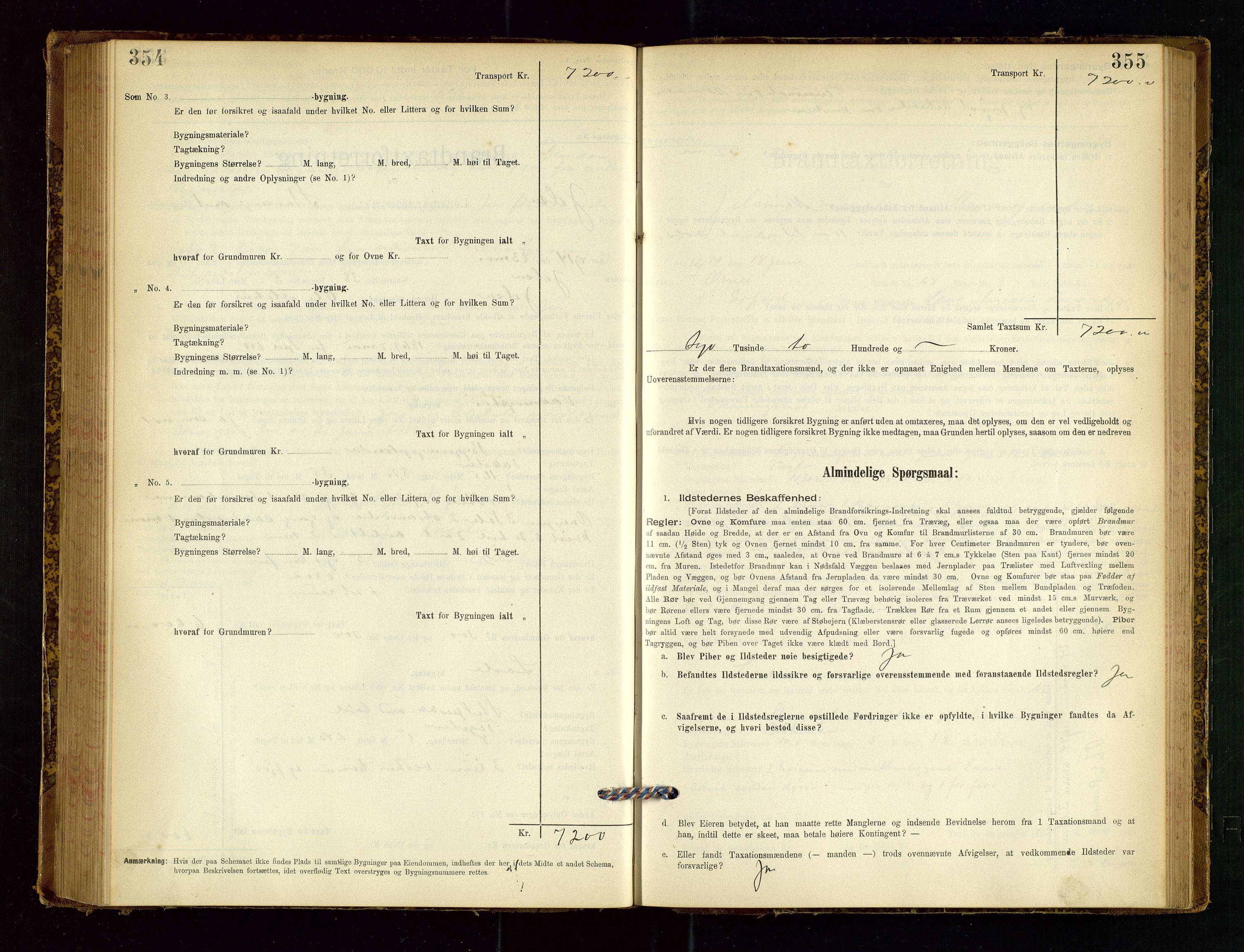 Jelsa lensmannskontor, SAST/A-100360/Gob/L0001: "Brandtaxationsprotocol", 1895-1918, p. 354-355