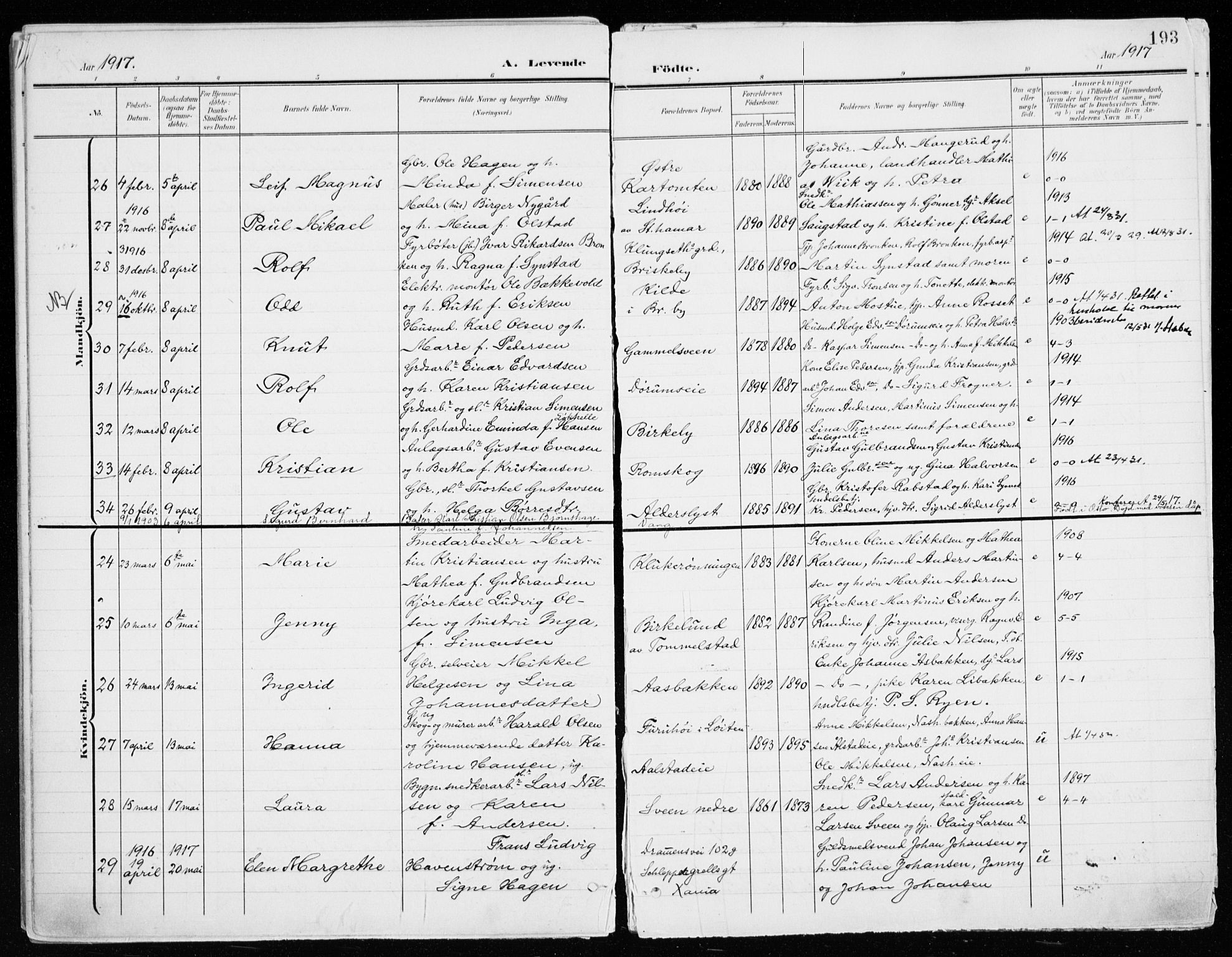 Vang prestekontor, Hedmark, SAH/PREST-008/H/Ha/Haa/L0021: Parish register (official) no. 21, 1902-1917, p. 193