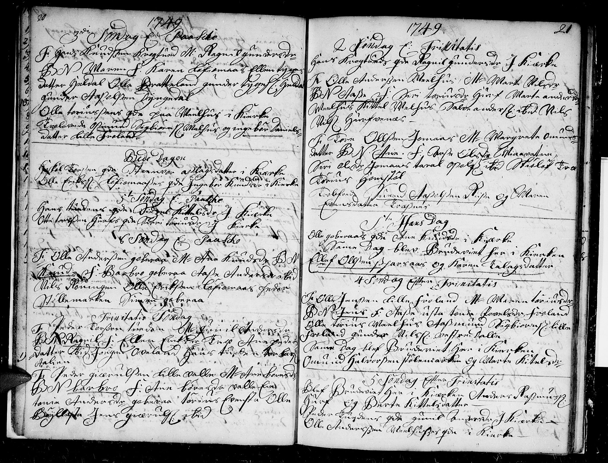 Froland sokneprestkontor, AV/SAK-1111-0013/F/Fb/L0002: Parish register (copy) no. B 2, 1747-1759, p. 20-21