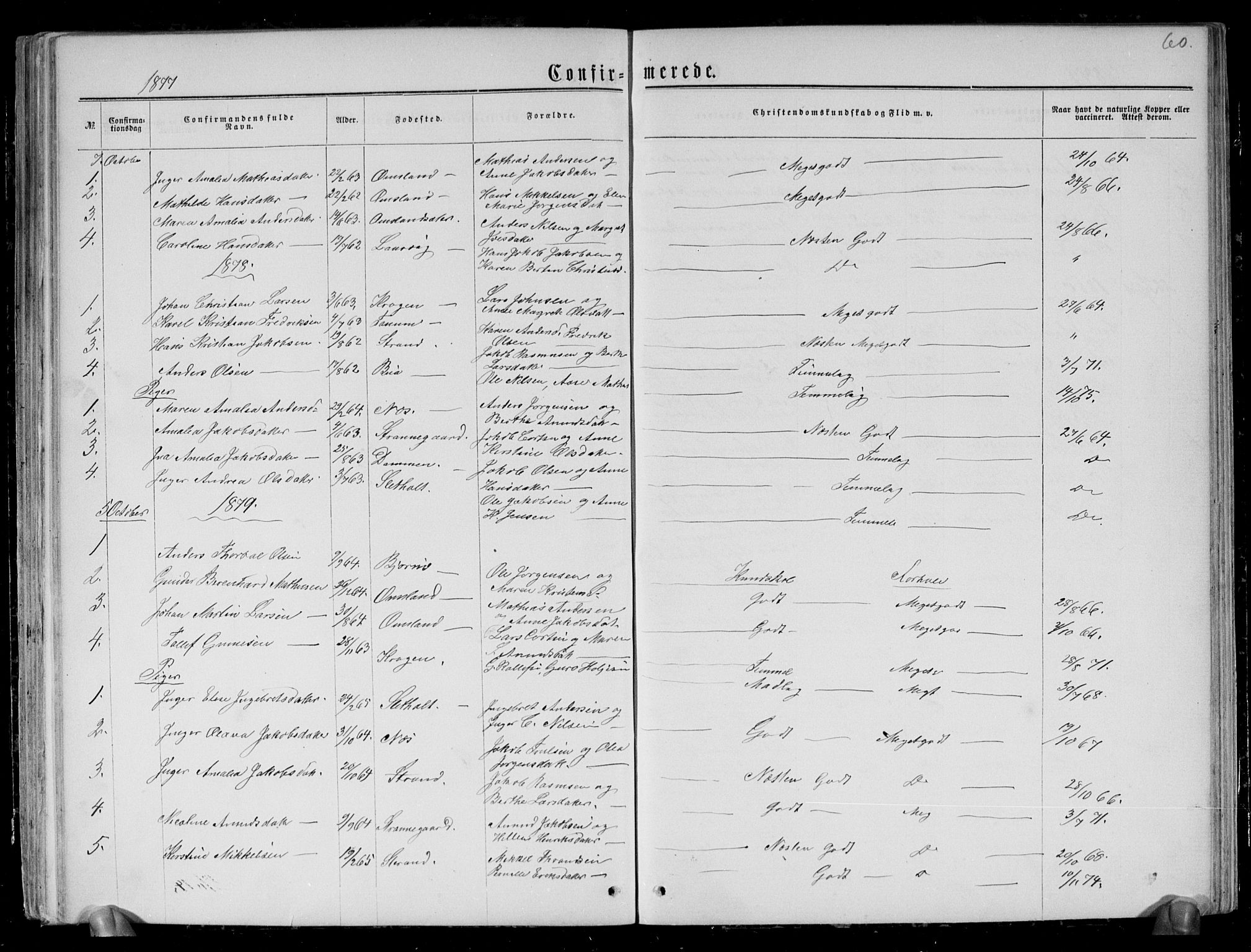 Brunlanes kirkebøker, AV/SAKO-A-342/G/Gc/L0001: Parish register (copy) no. III 1, 1866-1890, p. 60