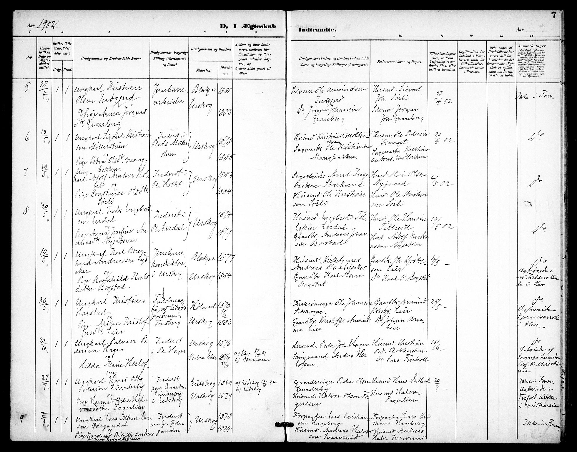 Aurskog prestekontor Kirkebøker, SAO/A-10304a/F/Fa/L0013: Parish register (official) no. I 13, 1900-1910, p. 7