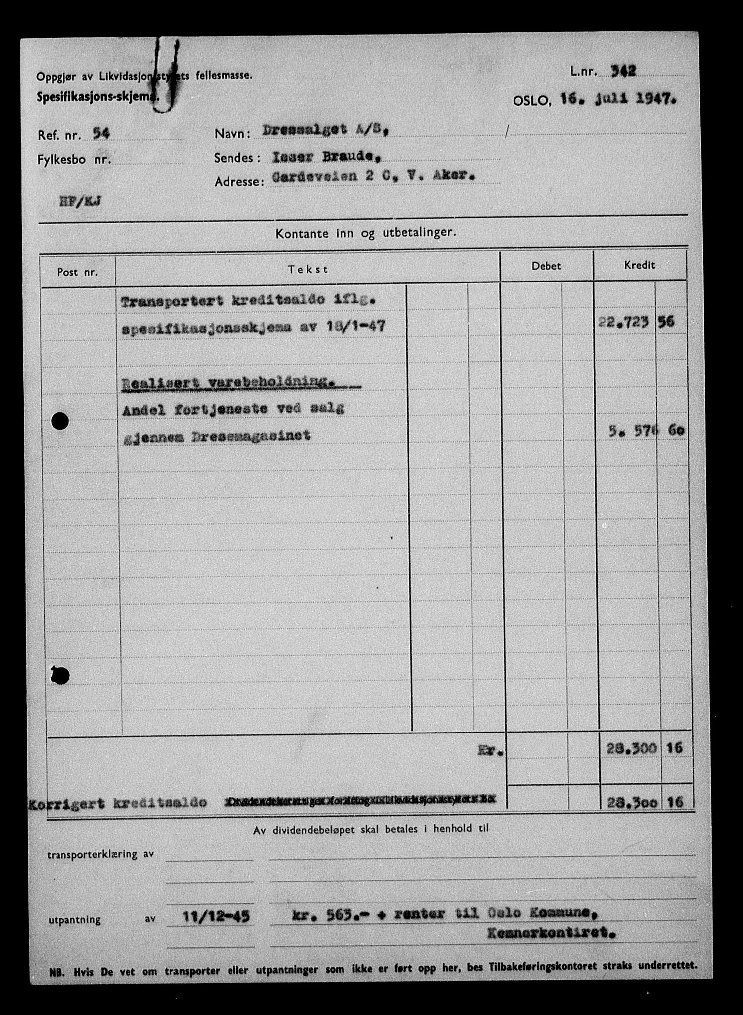 Justisdepartementet, Tilbakeføringskontoret for inndratte formuer, AV/RA-S-1564/H/Hc/Hcc/L0930: --, 1945-1947, p. 493