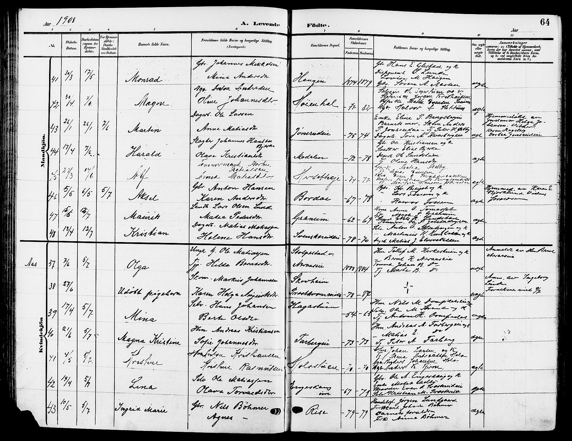 Ringsaker prestekontor, SAH/PREST-014/L/La/L0015: Parish register (copy) no. 15, 1903-1912, p. 64