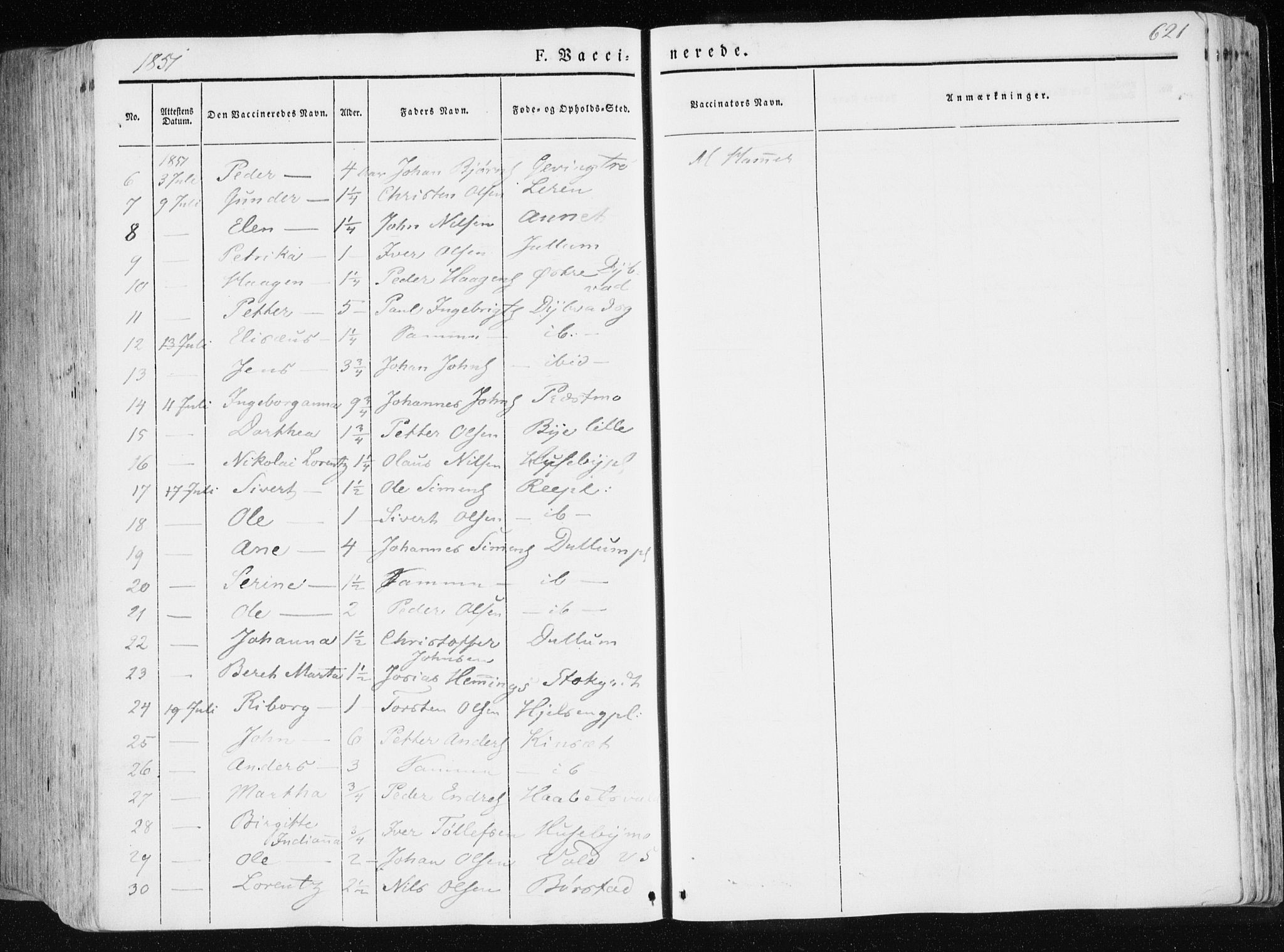 Ministerialprotokoller, klokkerbøker og fødselsregistre - Nord-Trøndelag, AV/SAT-A-1458/709/L0074: Parish register (official) no. 709A14, 1845-1858, p. 621