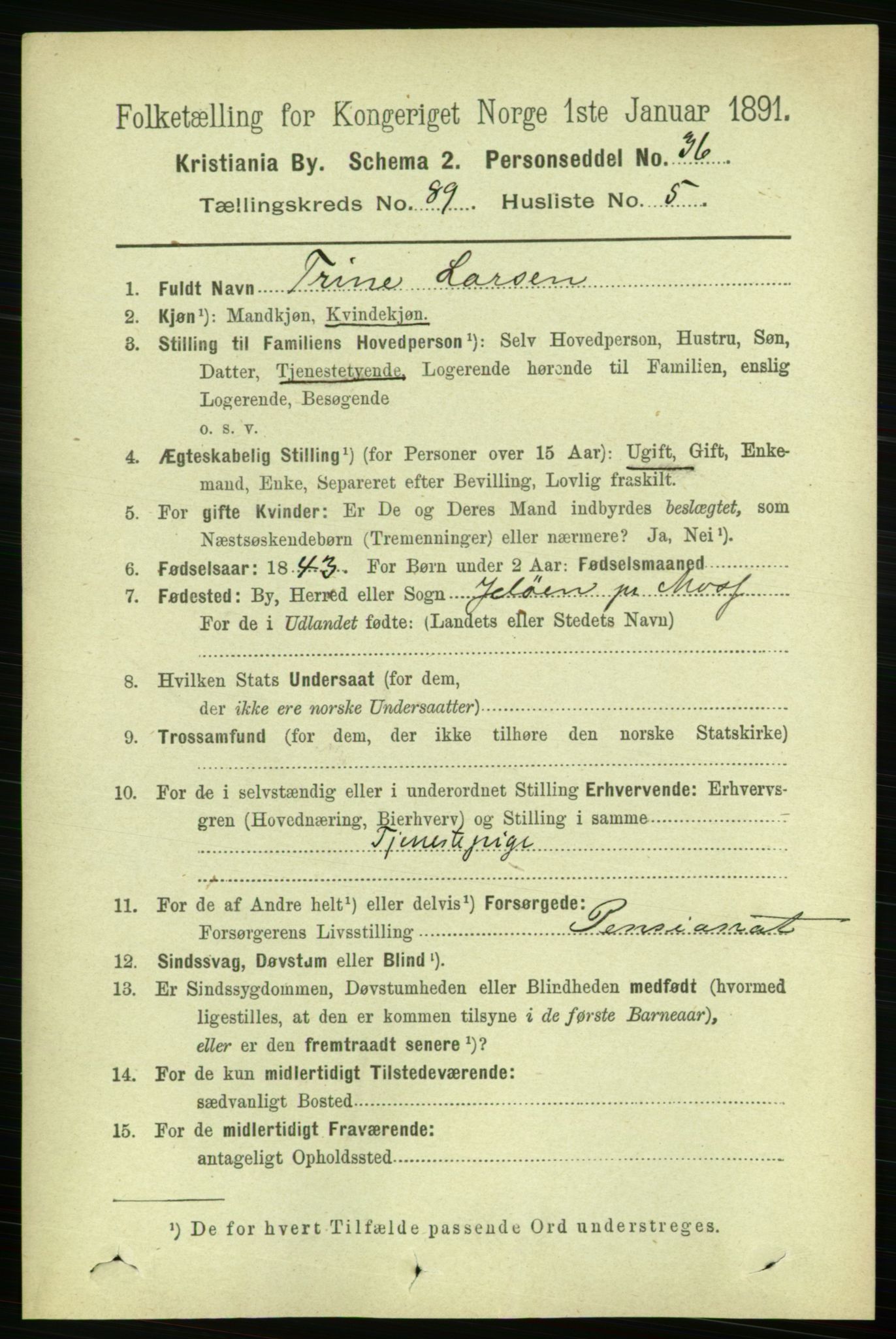 RA, 1891 census for 0301 Kristiania, 1891, p. 44136