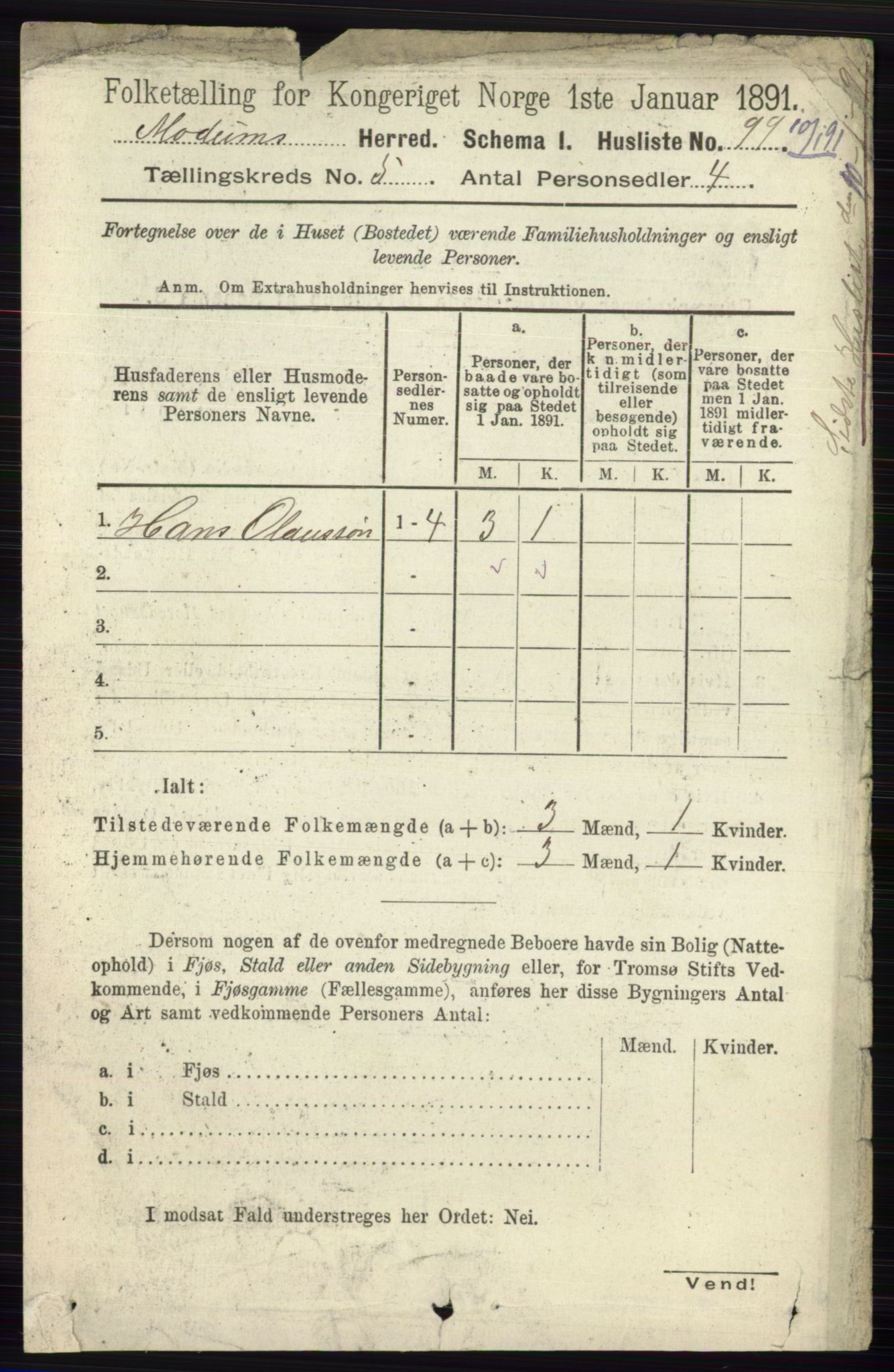 RA, 1891 census for 0623 Modum, 1891, p. 1448