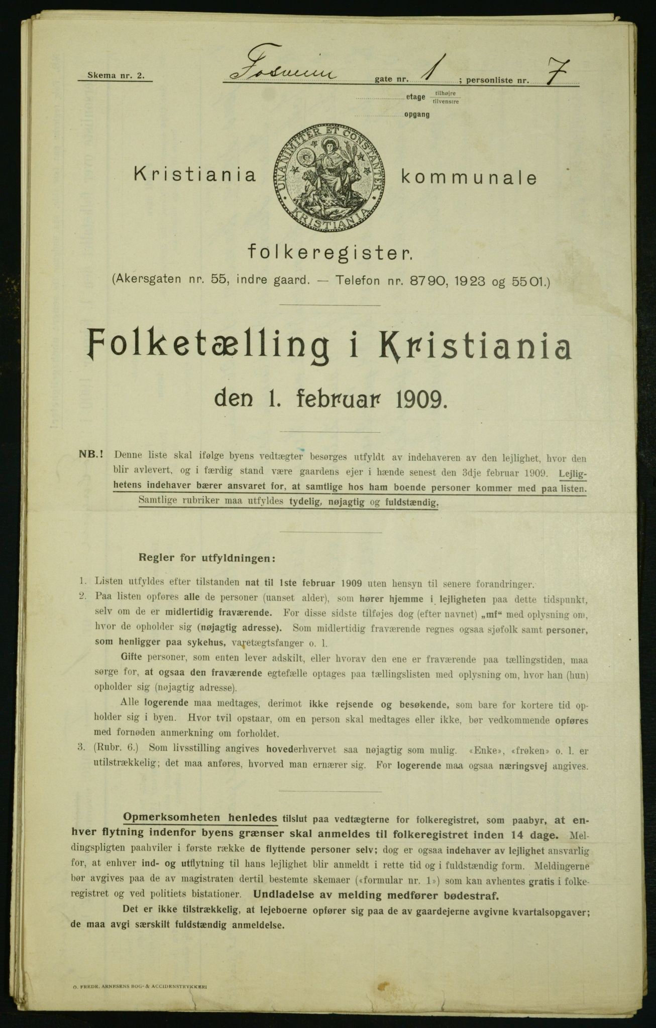 OBA, Municipal Census 1909 for Kristiania, 1909, p. 22299