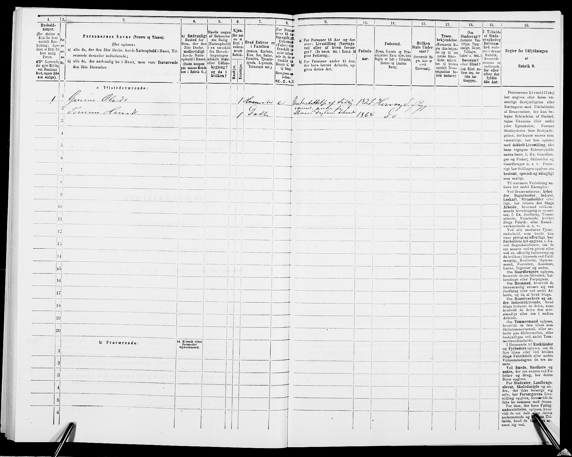 SAK, 1875 census for 0927P Høvåg, 1875, p. 605