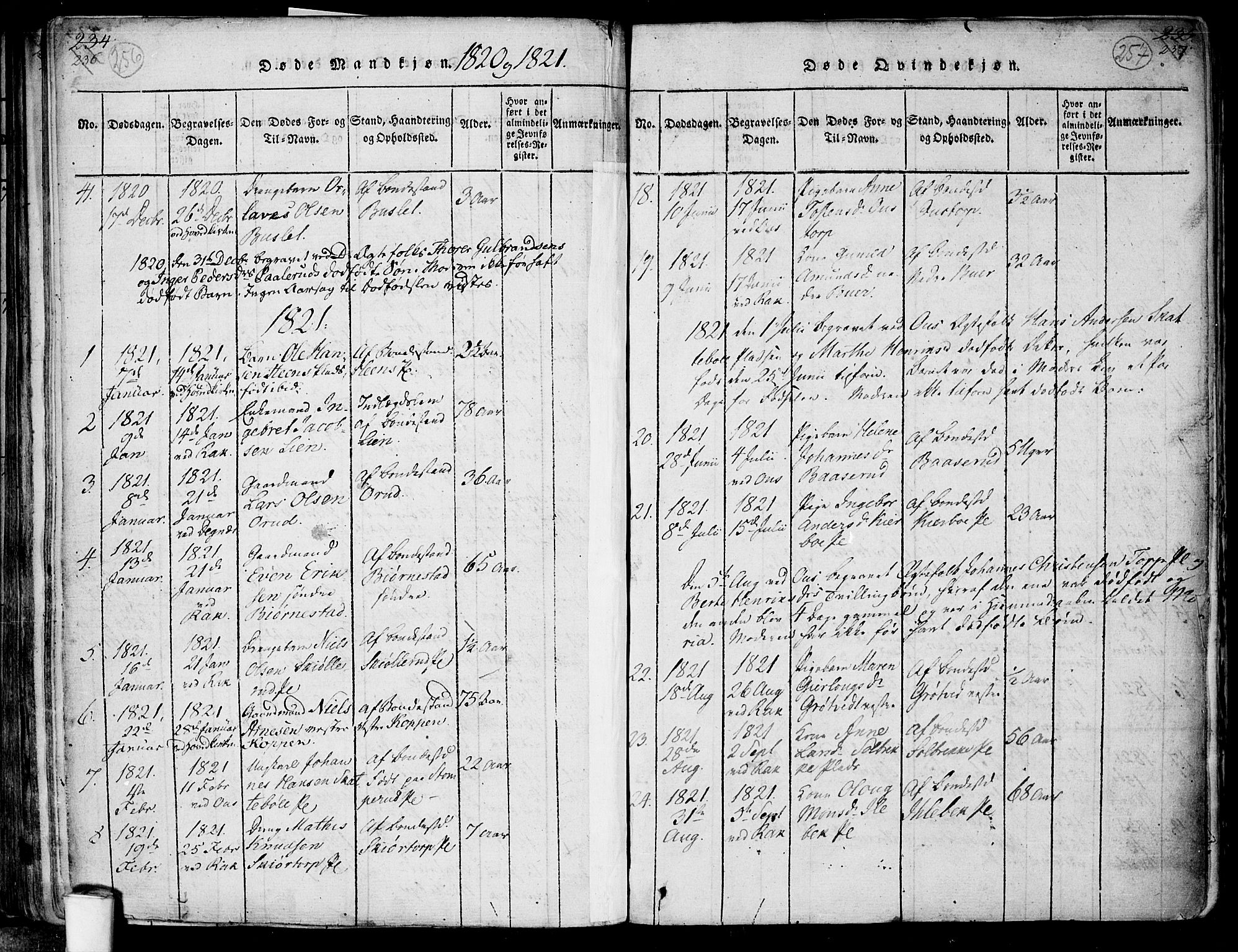 Rakkestad prestekontor Kirkebøker, SAO/A-2008/F/Fa/L0006: Parish register (official) no. I 6, 1814-1824, p. 256-257